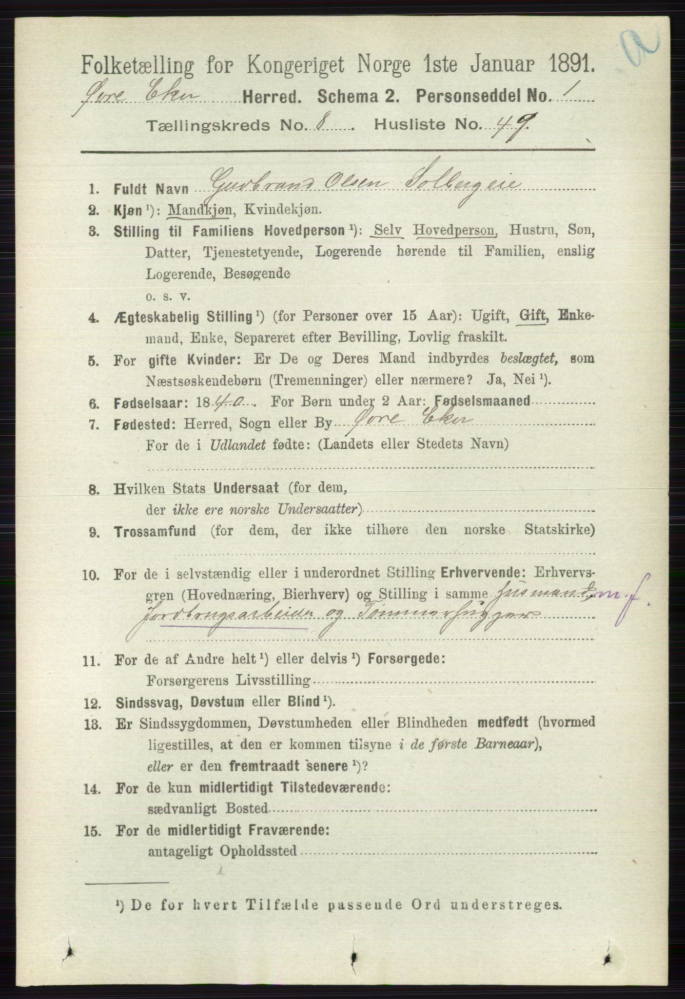RA, 1891 census for 0624 Øvre Eiker, 1891, p. 3504