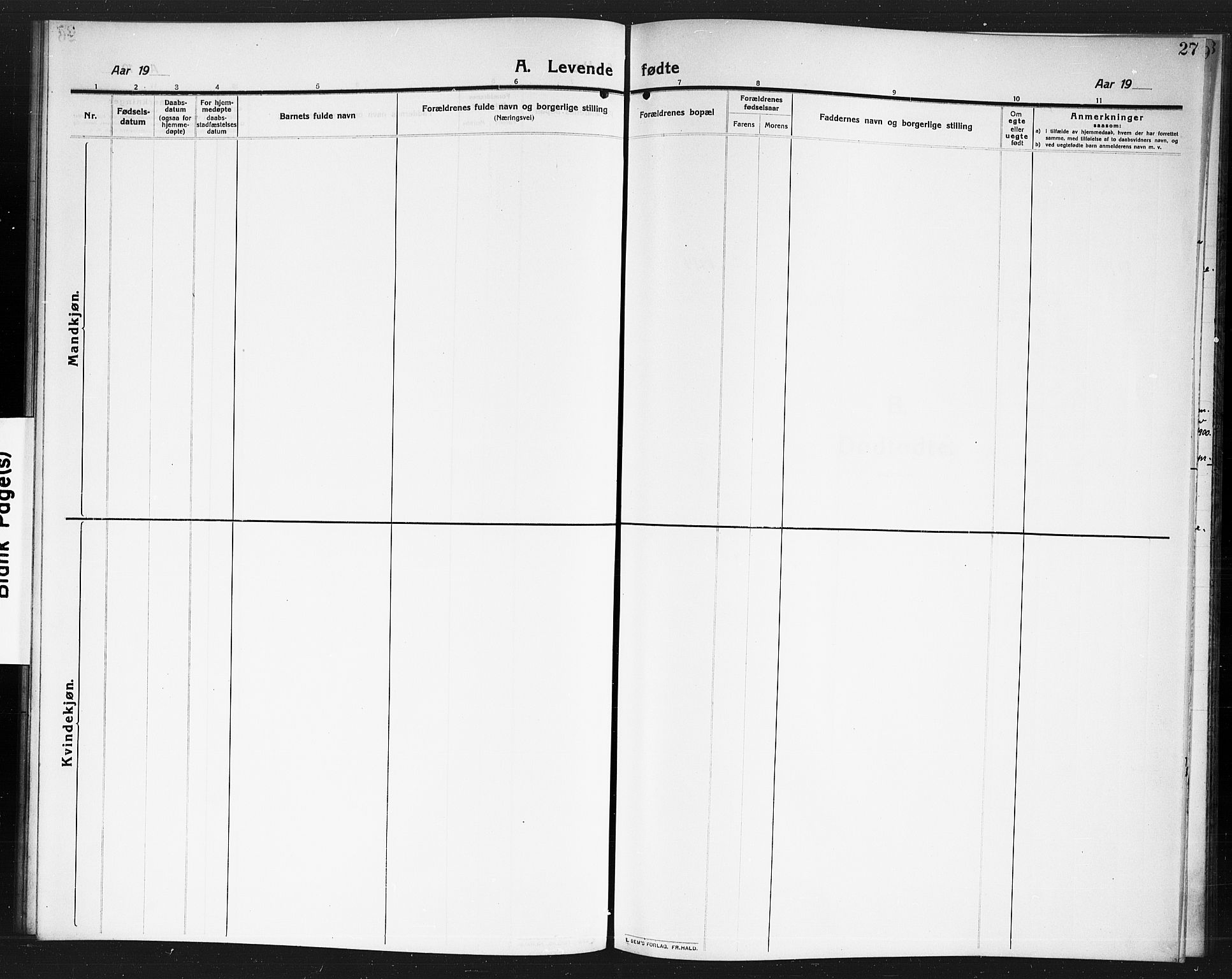Rødenes prestekontor Kirkebøker, SAO/A-2005/G/Gb/L0002: Parish register (copy) no. II 2, 1911-1921, p. 27