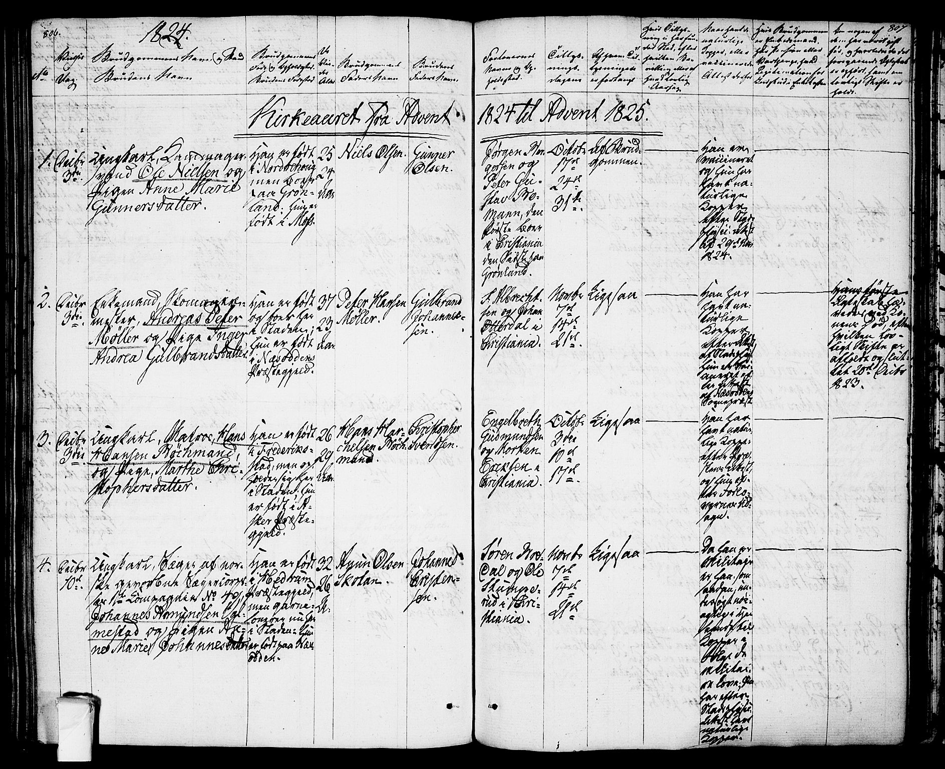 Oslo domkirke Kirkebøker, SAO/A-10752/F/Fa/L0010: Parish register (official) no. 10, 1824-1830, p. 806-807