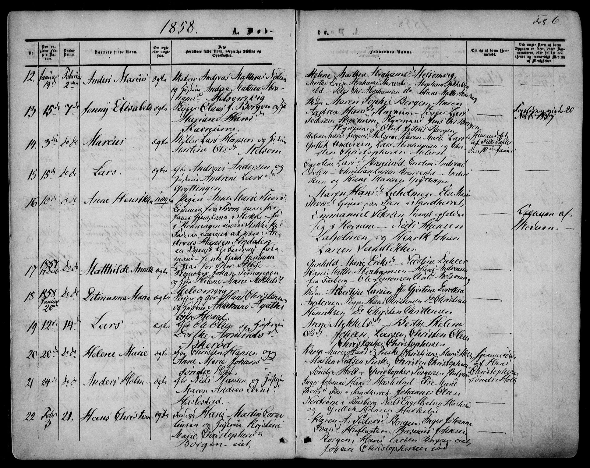 Stokke kirkebøker, AV/SAKO-A-320/F/Fa/L0008: Parish register (official) no. I 8, 1858-1871, p. 6