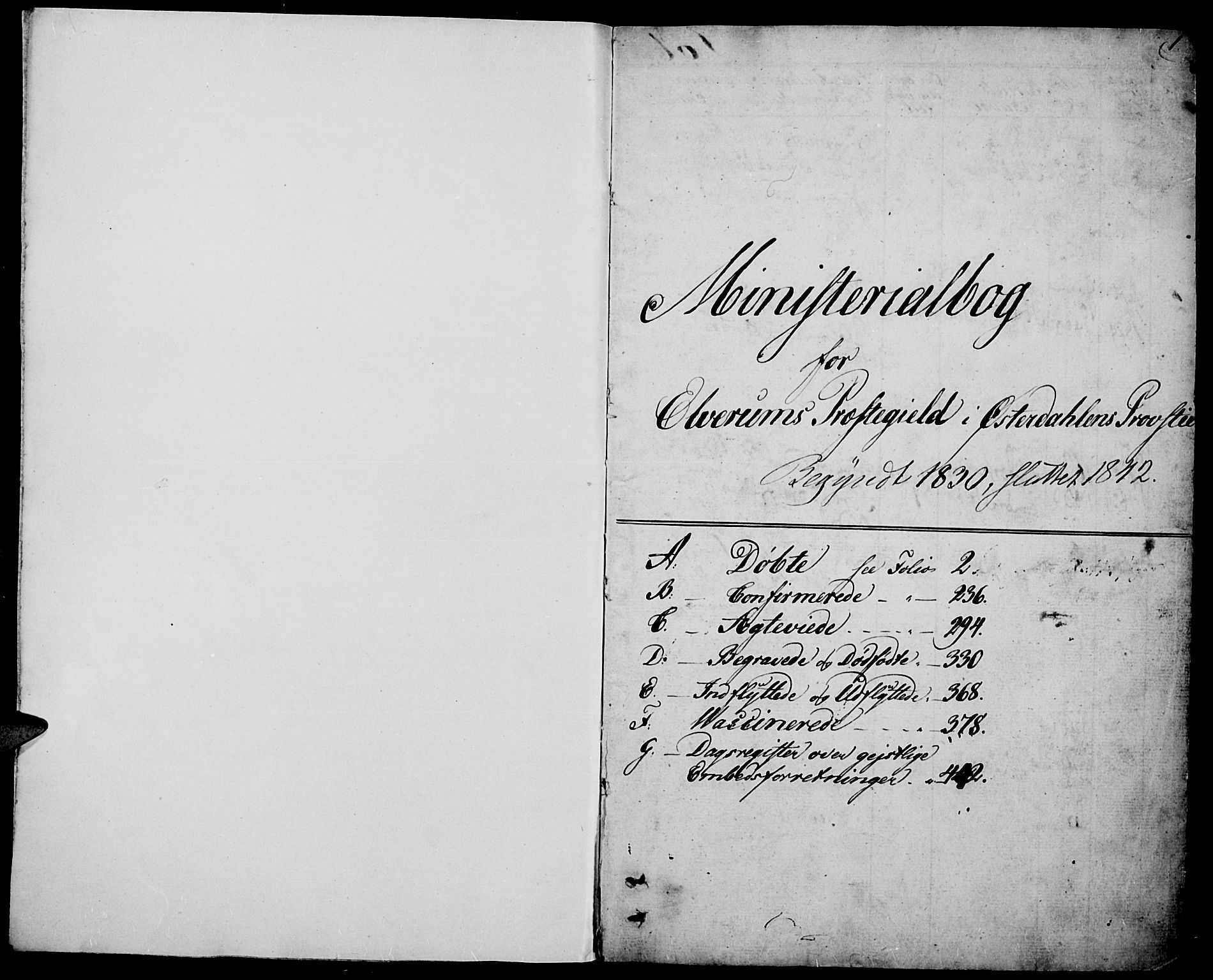 Elverum prestekontor, SAH/PREST-044/H/Ha/Haa/L0008: Parish register (official) no. 8, 1830-1842, p. 1