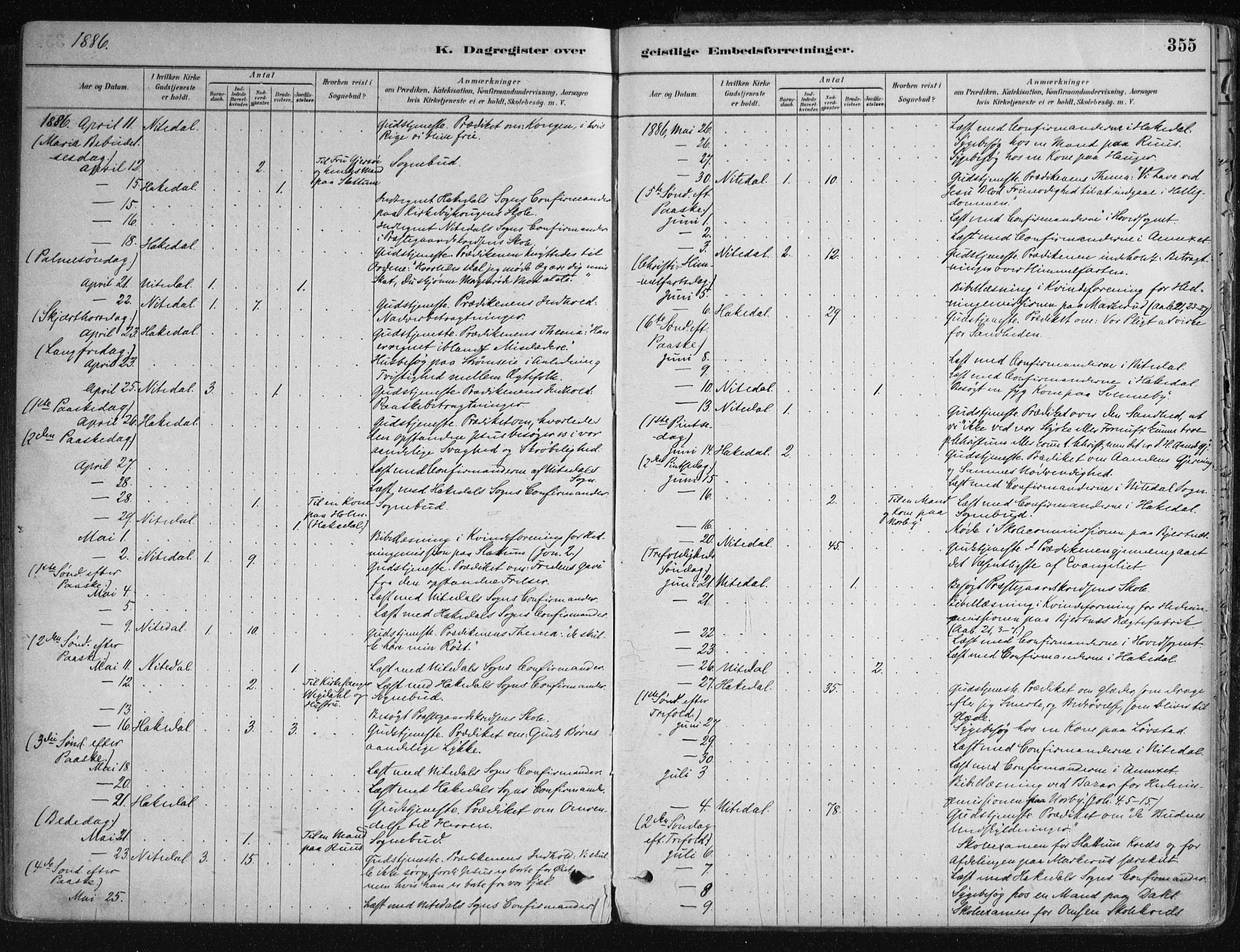 Nittedal prestekontor Kirkebøker, SAO/A-10365a/F/Fa/L0007: Parish register (official) no. I 7, 1879-1901, p. 355