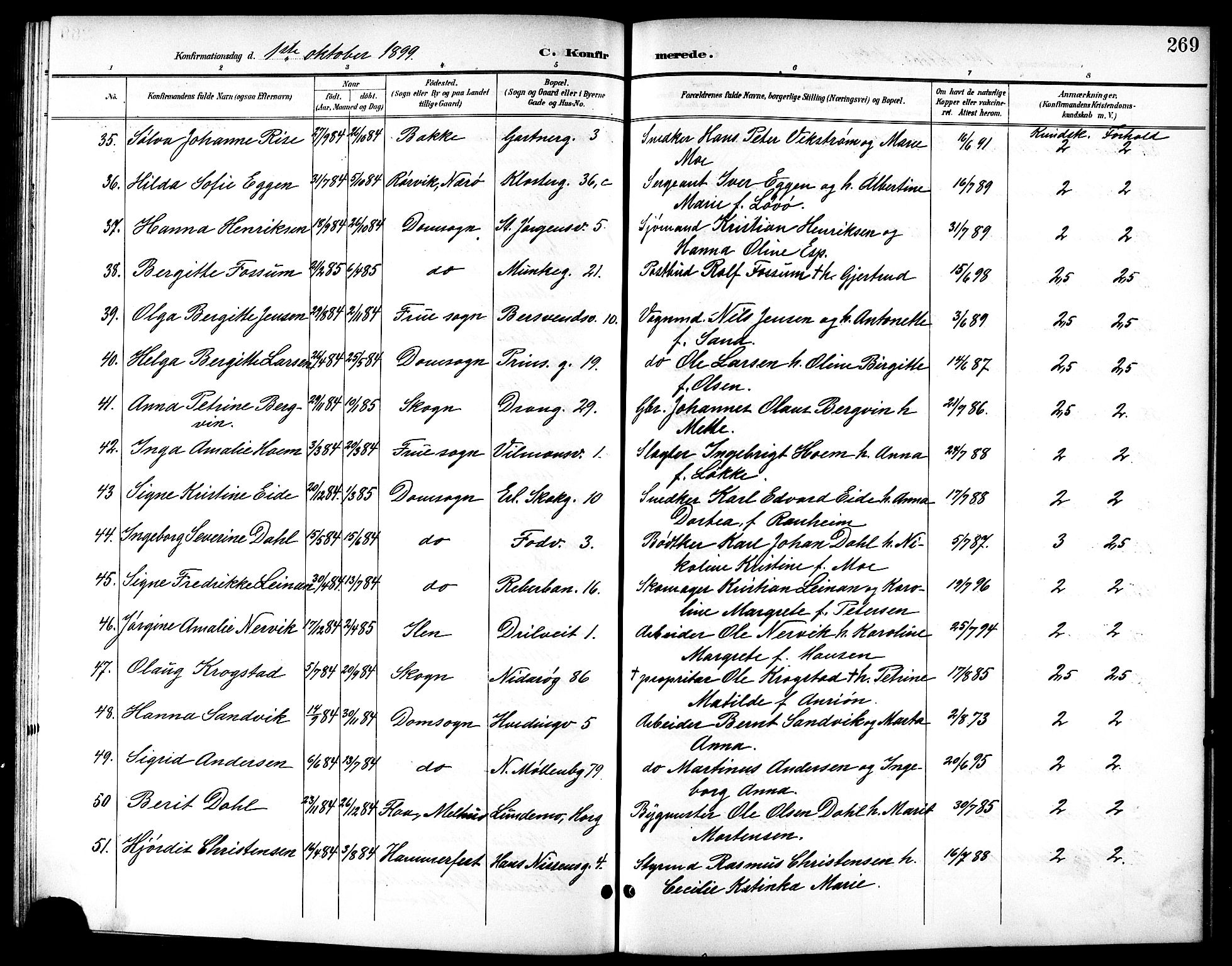 Ministerialprotokoller, klokkerbøker og fødselsregistre - Sør-Trøndelag, SAT/A-1456/601/L0094: Parish register (copy) no. 601C12, 1898-1911, p. 269
