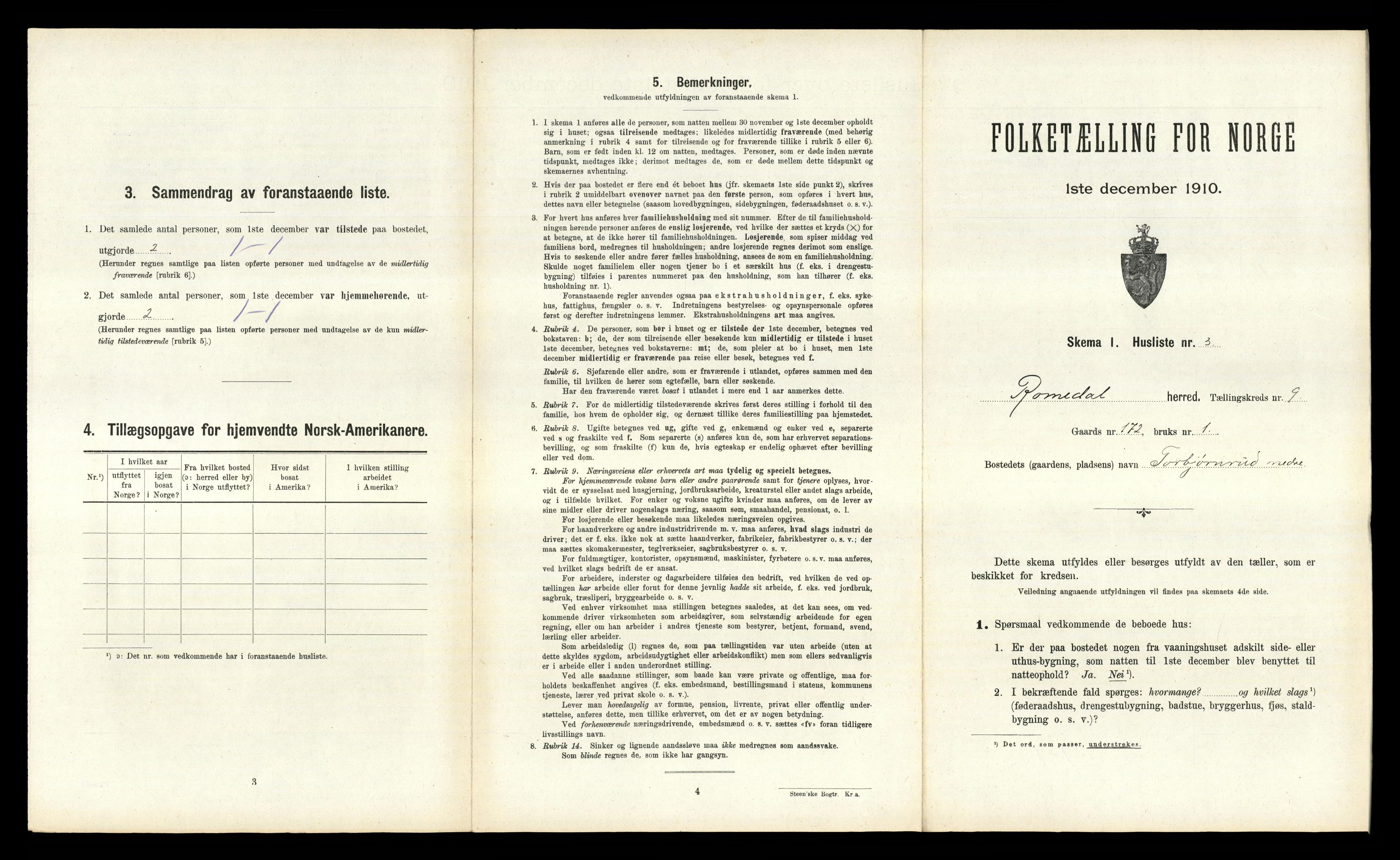 RA, 1910 census for Romedal, 1910, p. 1399