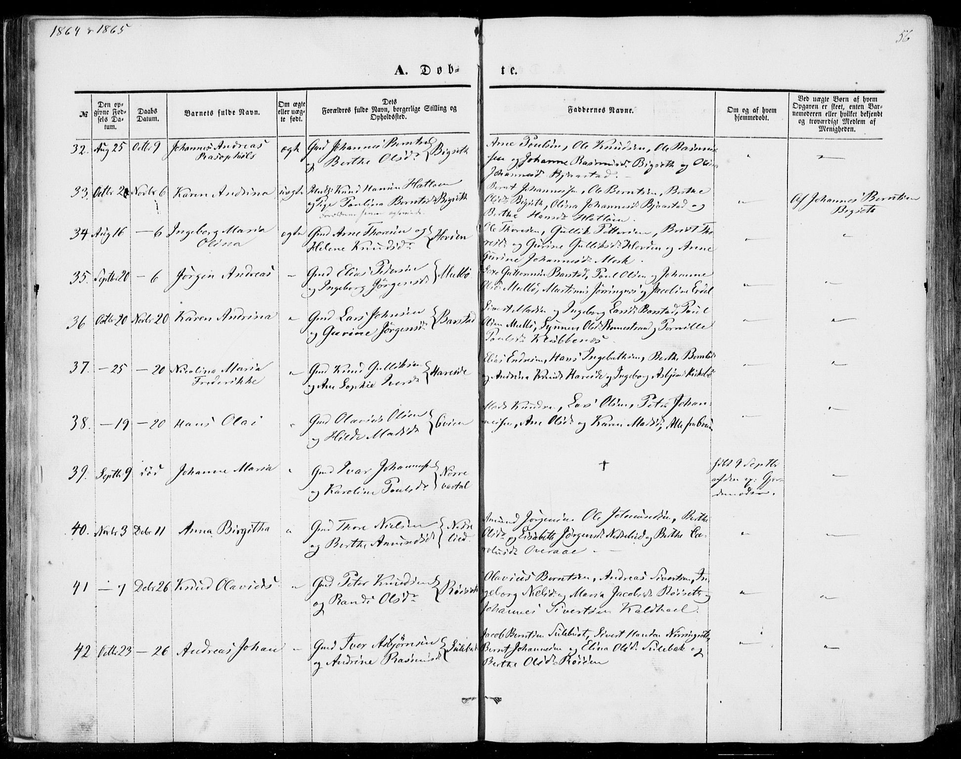Ministerialprotokoller, klokkerbøker og fødselsregistre - Møre og Romsdal, SAT/A-1454/510/L0121: Parish register (official) no. 510A01, 1848-1877, p. 56