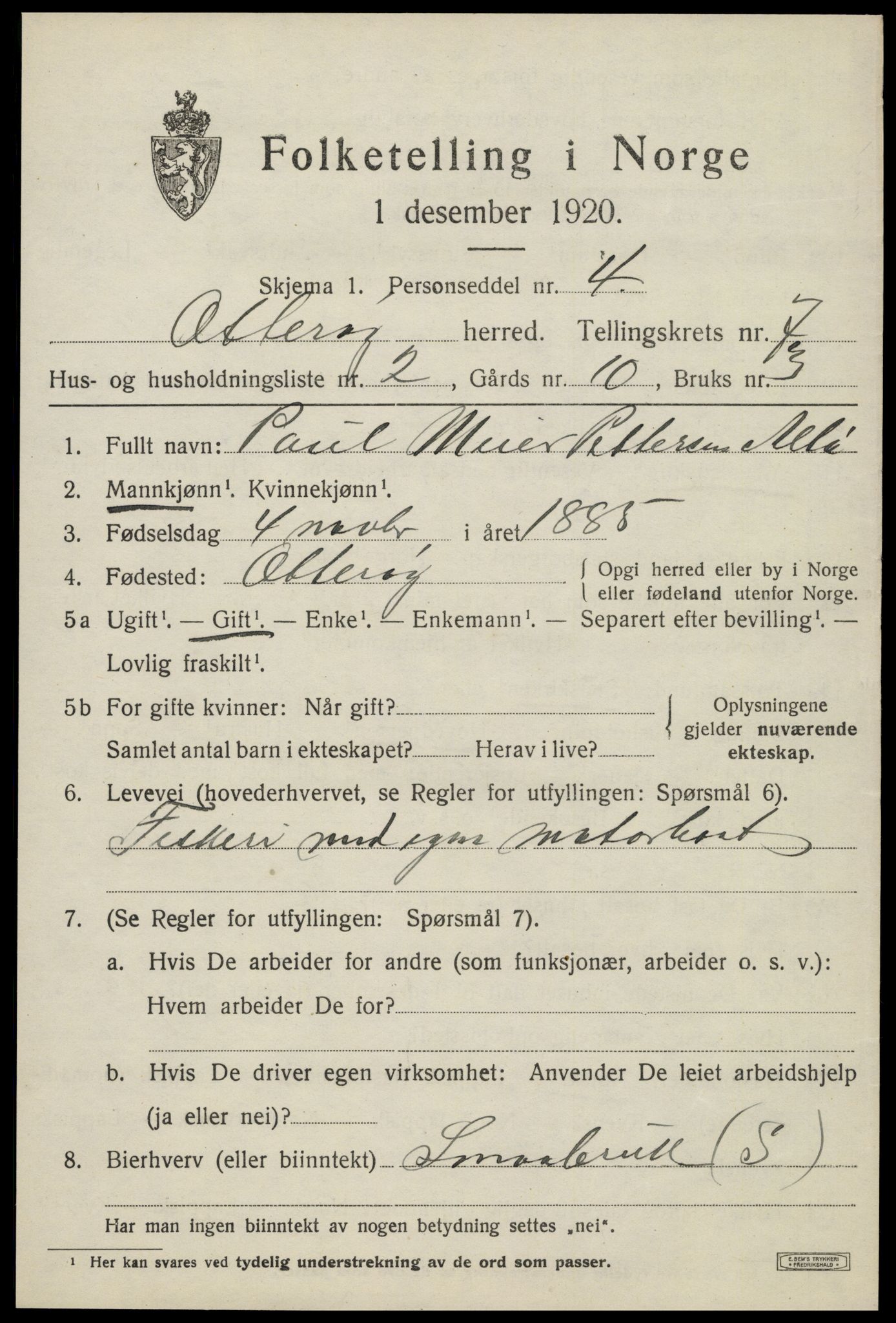 SAT, 1920 census for Otterøy, 1920, p. 2609