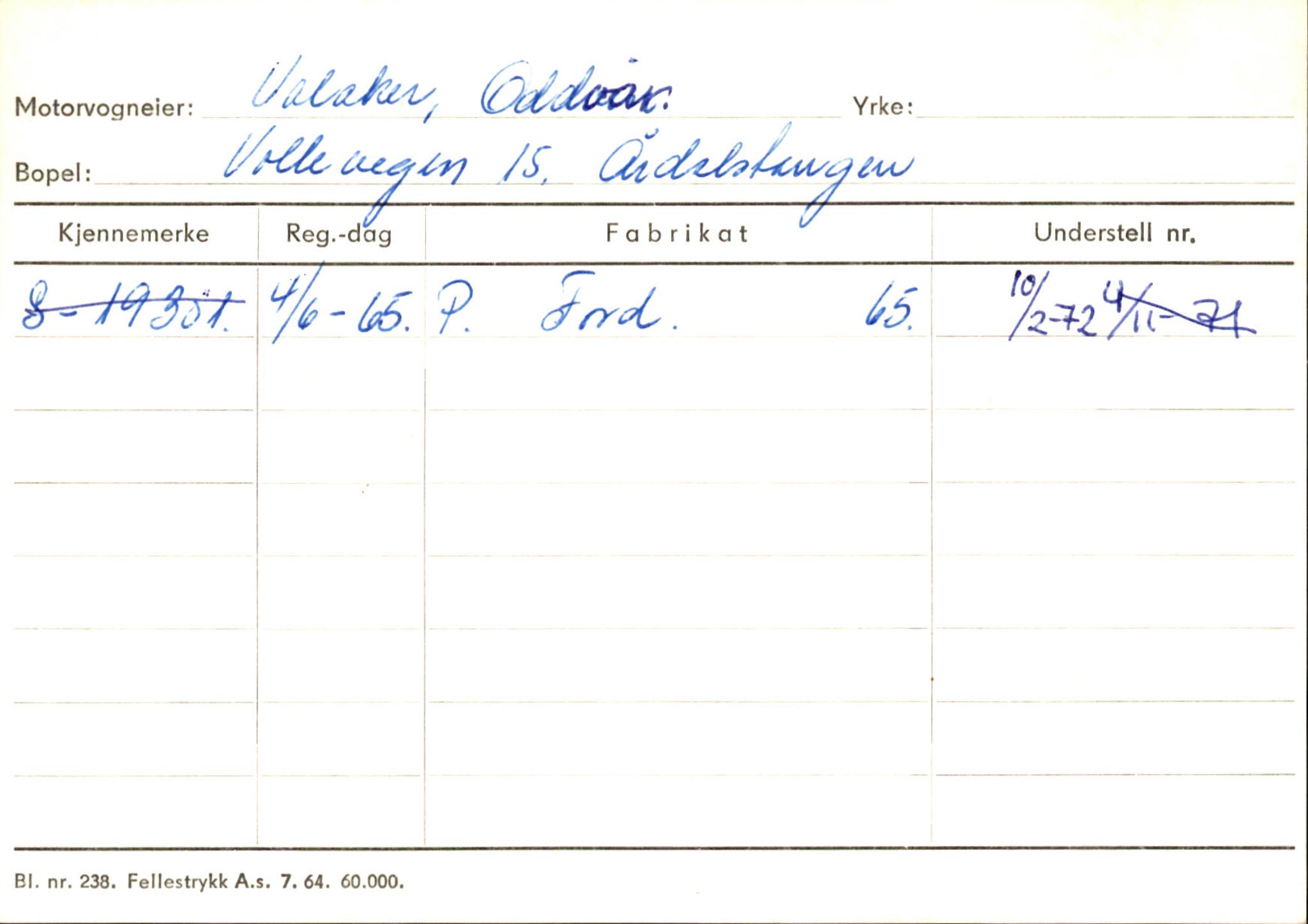 Statens vegvesen, Sogn og Fjordane vegkontor, SAB/A-5301/4/F/L0146: Registerkort Årdal R-Å samt diverse kort, 1945-1975, p. 1051