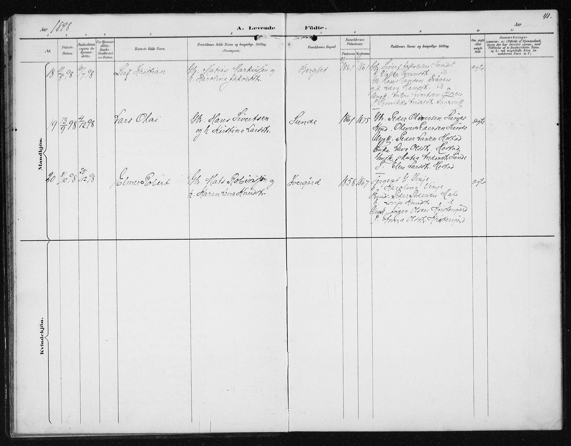 Ministerialprotokoller, klokkerbøker og fødselsregistre - Møre og Romsdal, AV/SAT-A-1454/566/L0773: Parish register (copy) no. 566C02, 1892-1909, p. 41