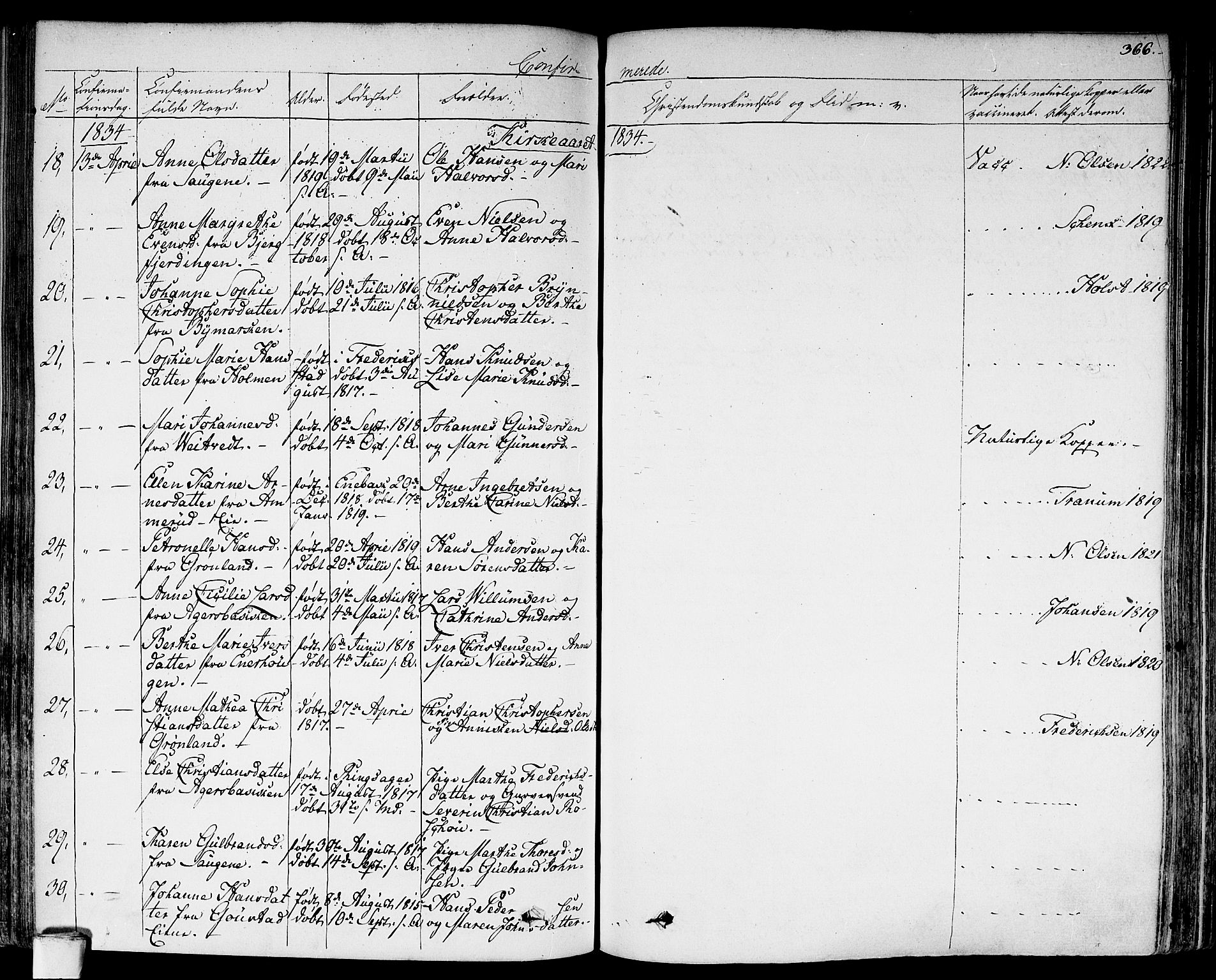 Aker prestekontor kirkebøker, AV/SAO-A-10861/F/L0013: Parish register (official) no. 13, 1828-1837, p. 366