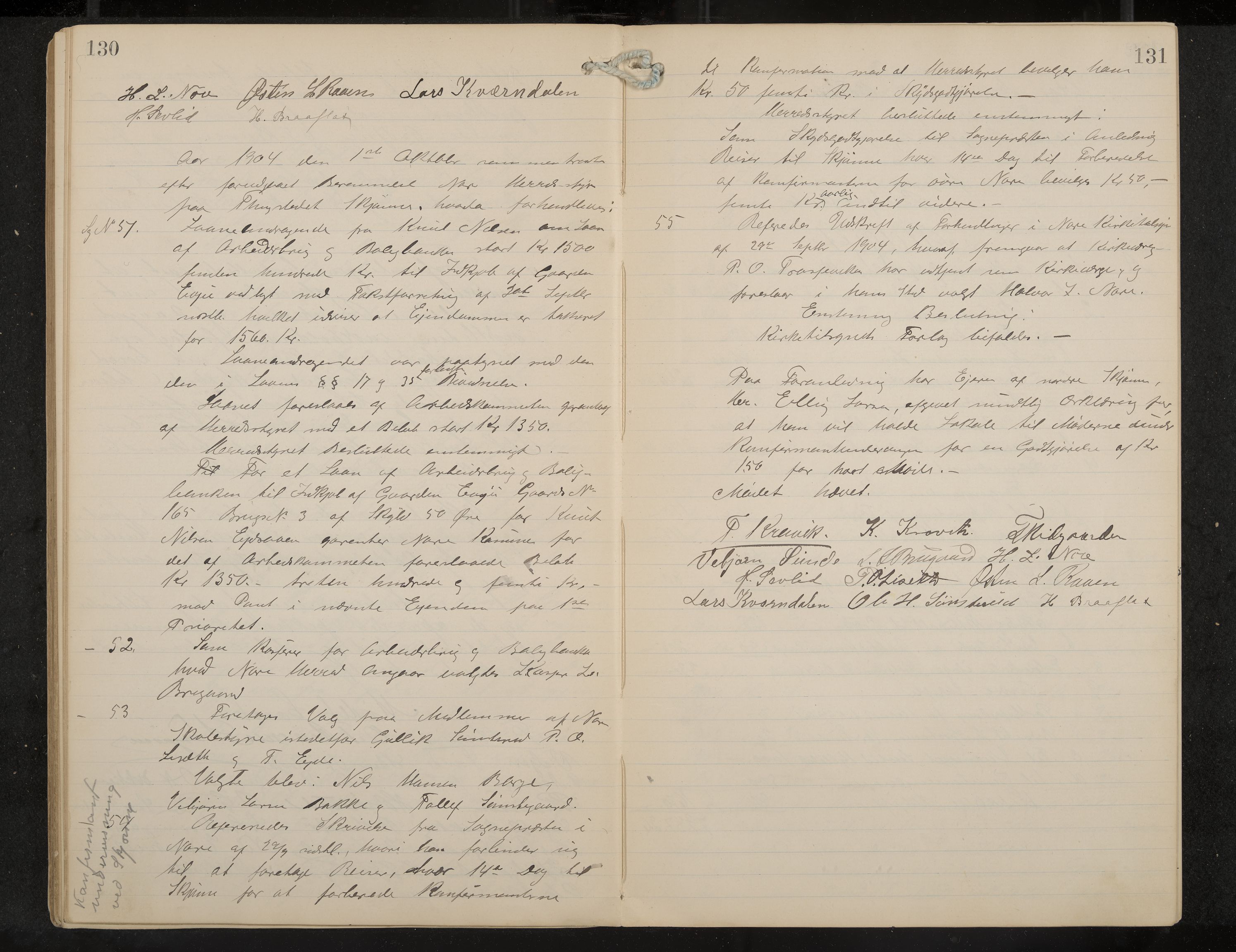 Nore formannskap og sentraladministrasjon, IKAK/0633021-2/A/Aa/L0001: Møtebok, 1901-1911, p. 130-131