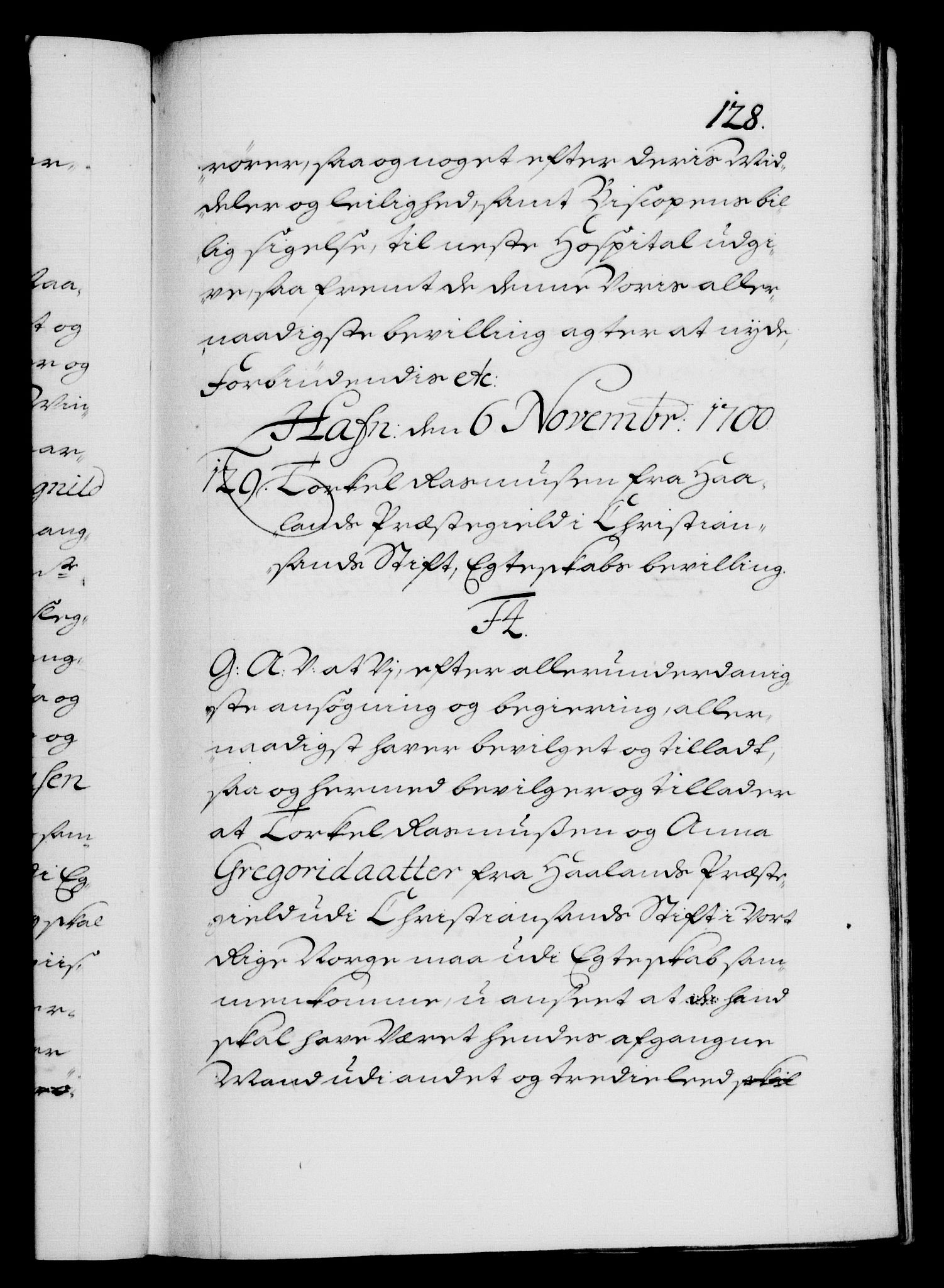 Danske Kanselli 1572-1799, AV/RA-EA-3023/F/Fc/Fca/Fcaa/L0018: Norske registre, 1699-1703, p. 128a