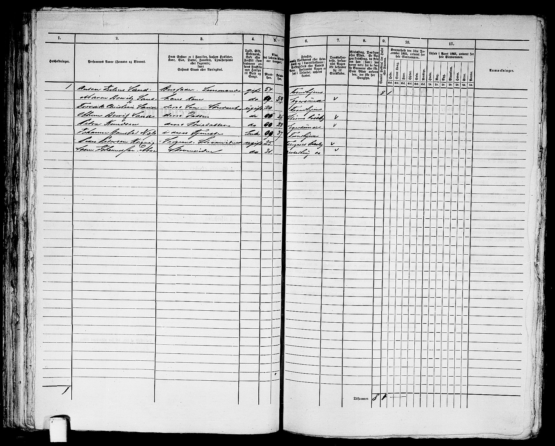 RA, 1865 census for Trondheim, 1865, p. 1661