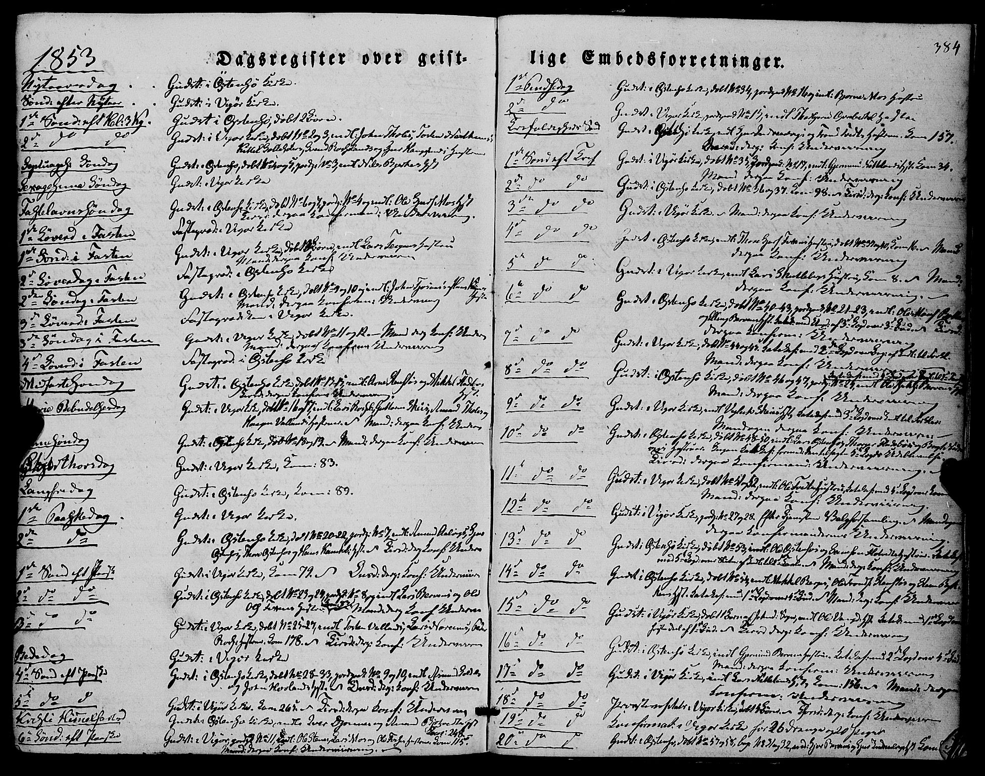 Kvam sokneprestembete, AV/SAB-A-76201/H/Haa: Parish register (official) no. A 8, 1844-1863, p. 384