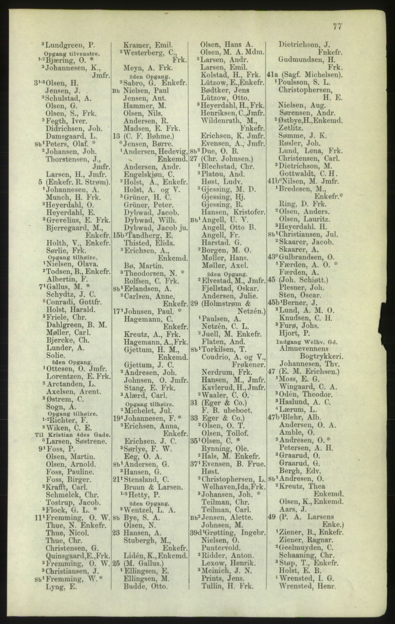 Kristiania/Oslo adressebok, PUBL/-, 1882, p. 77