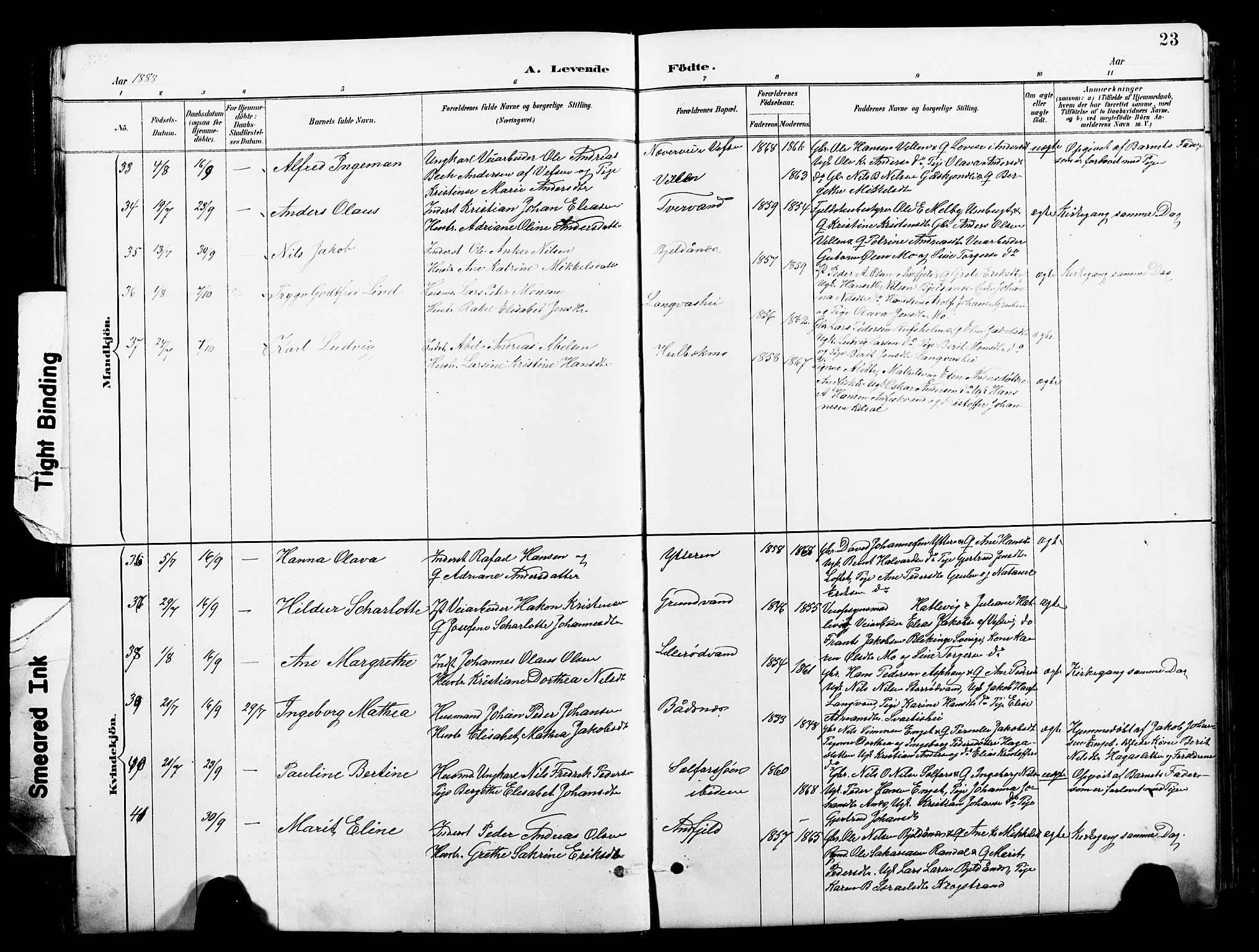 Ministerialprotokoller, klokkerbøker og fødselsregistre - Nordland, AV/SAT-A-1459/827/L0421: Parish register (copy) no. 827C10, 1887-1906, p. 23