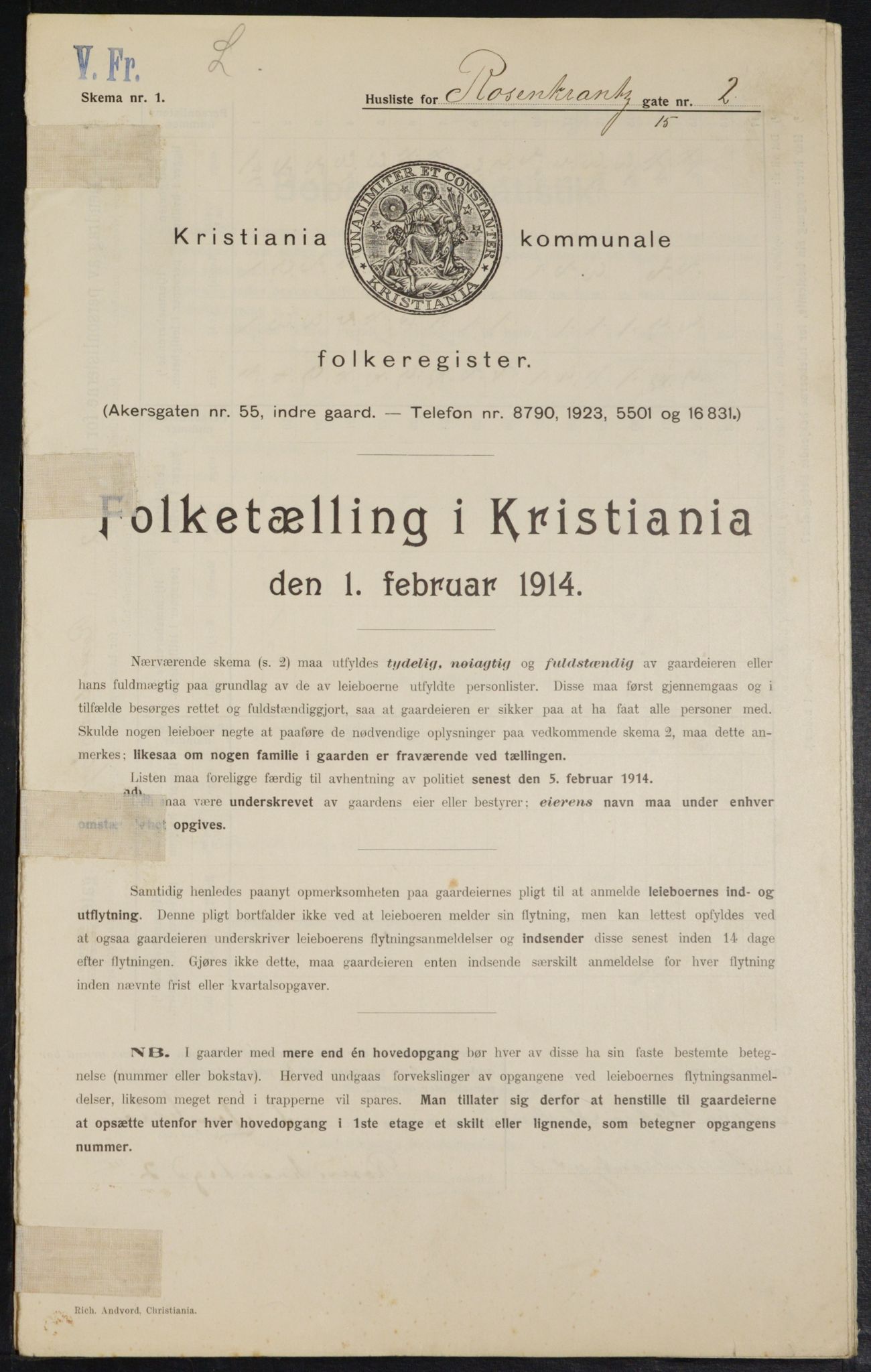 OBA, Municipal Census 1914 for Kristiania, 1914, p. 83686