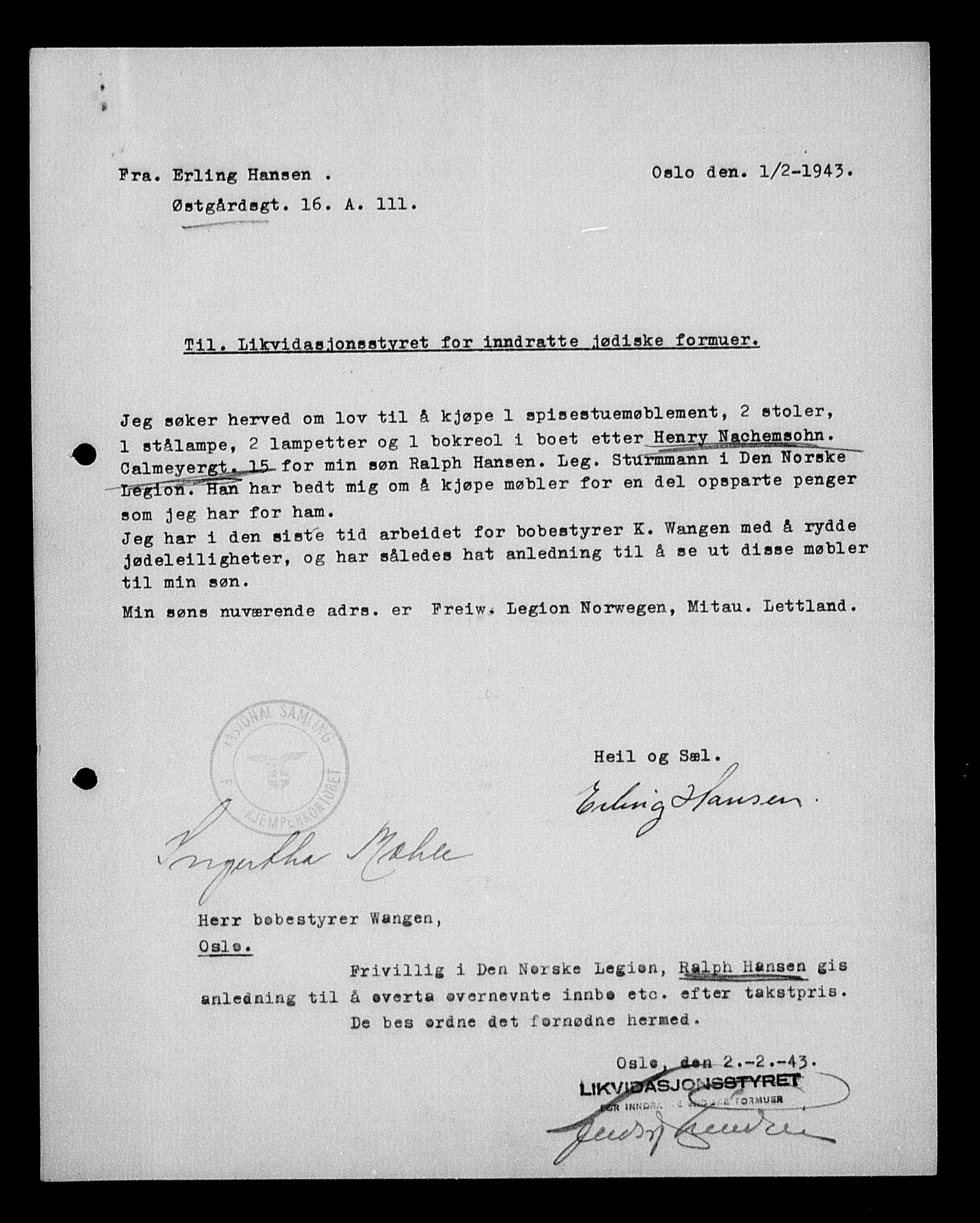 Justisdepartementet, Tilbakeføringskontoret for inndratte formuer, AV/RA-S-1564/H/Hc/Hcc/L0967: --, 1945-1947, p. 38