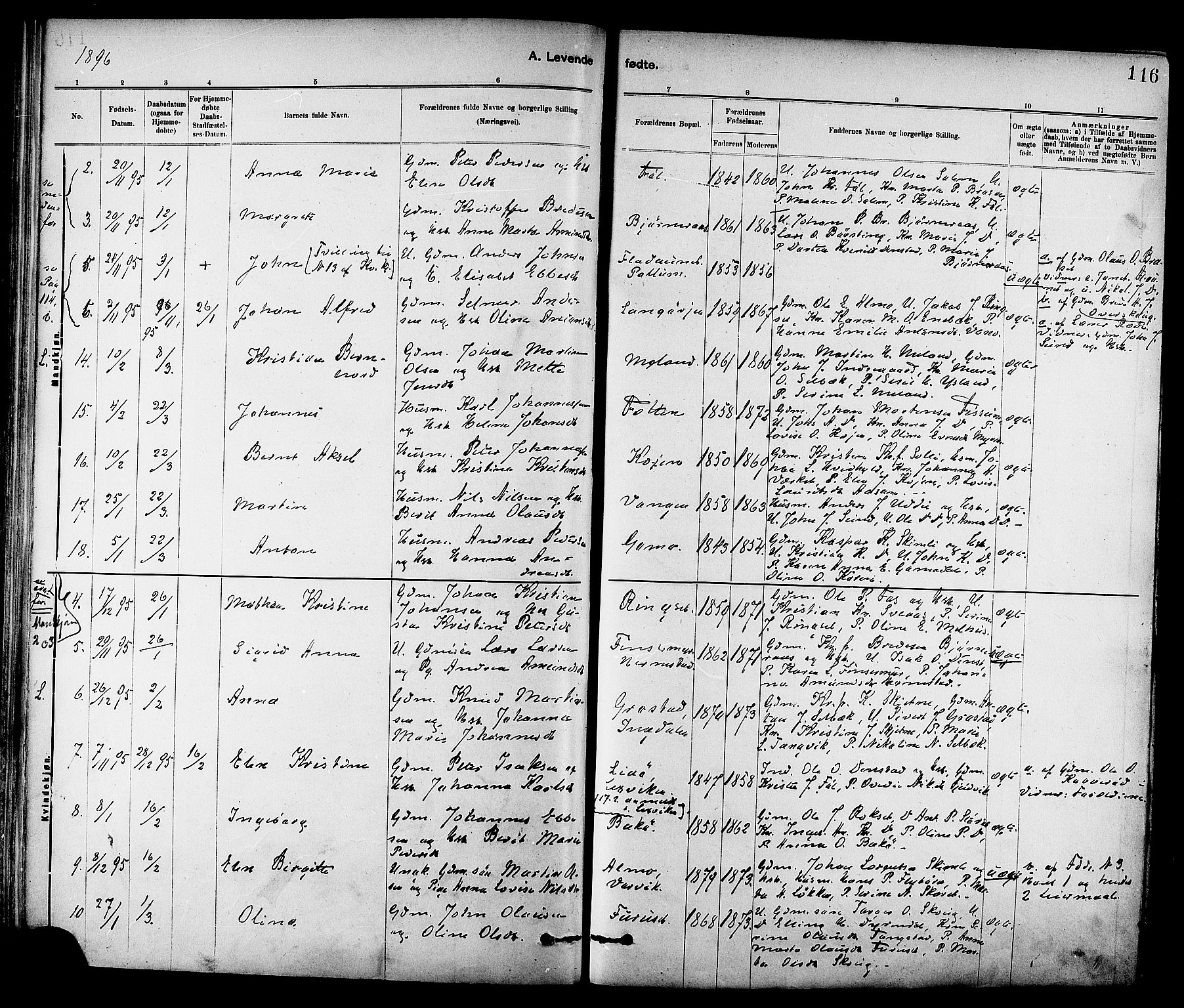 Ministerialprotokoller, klokkerbøker og fødselsregistre - Sør-Trøndelag, SAT/A-1456/647/L0634: Parish register (official) no. 647A01, 1885-1896, p. 116