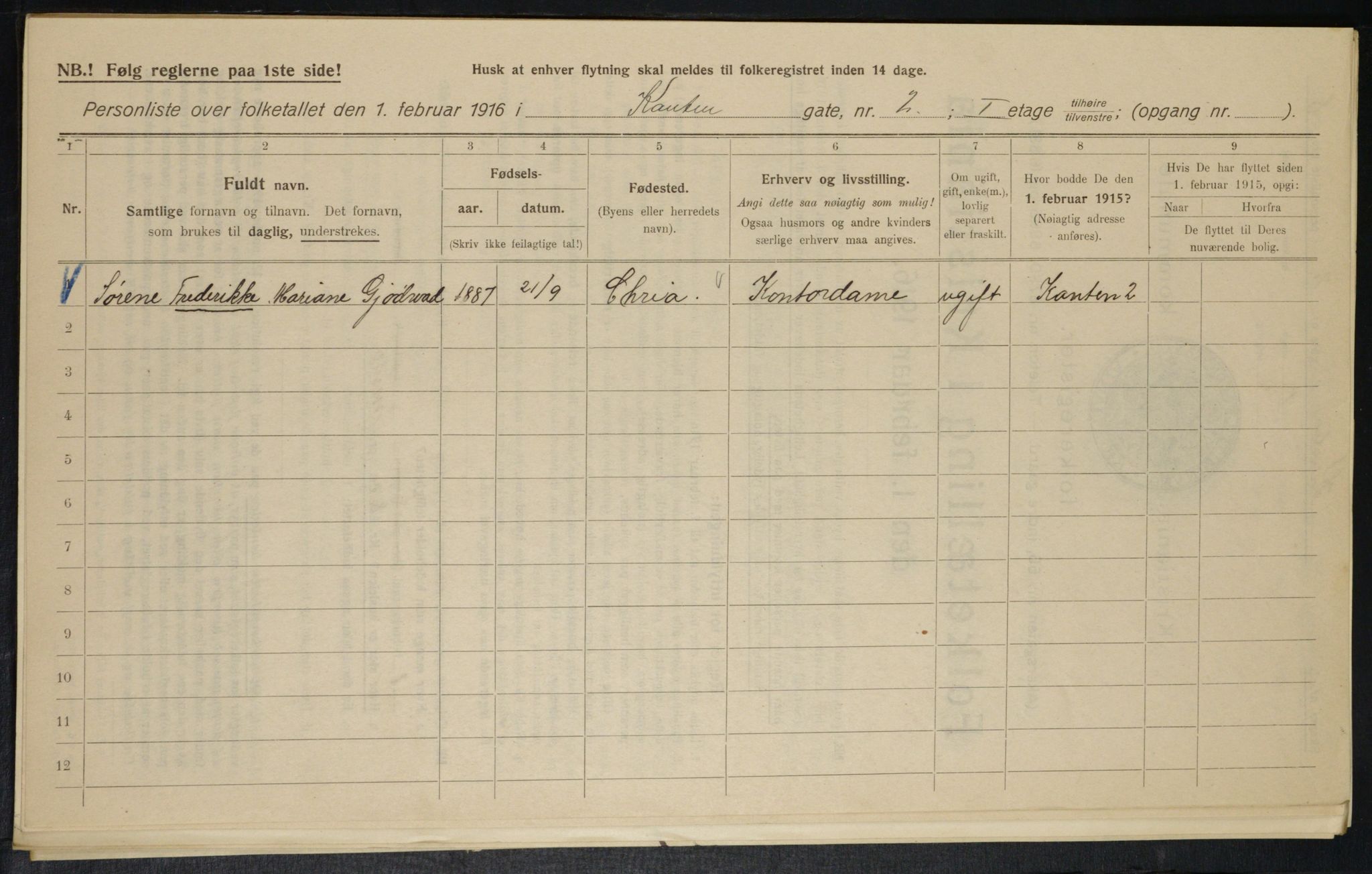 OBA, Municipal Census 1916 for Kristiania, 1916, p. 49196