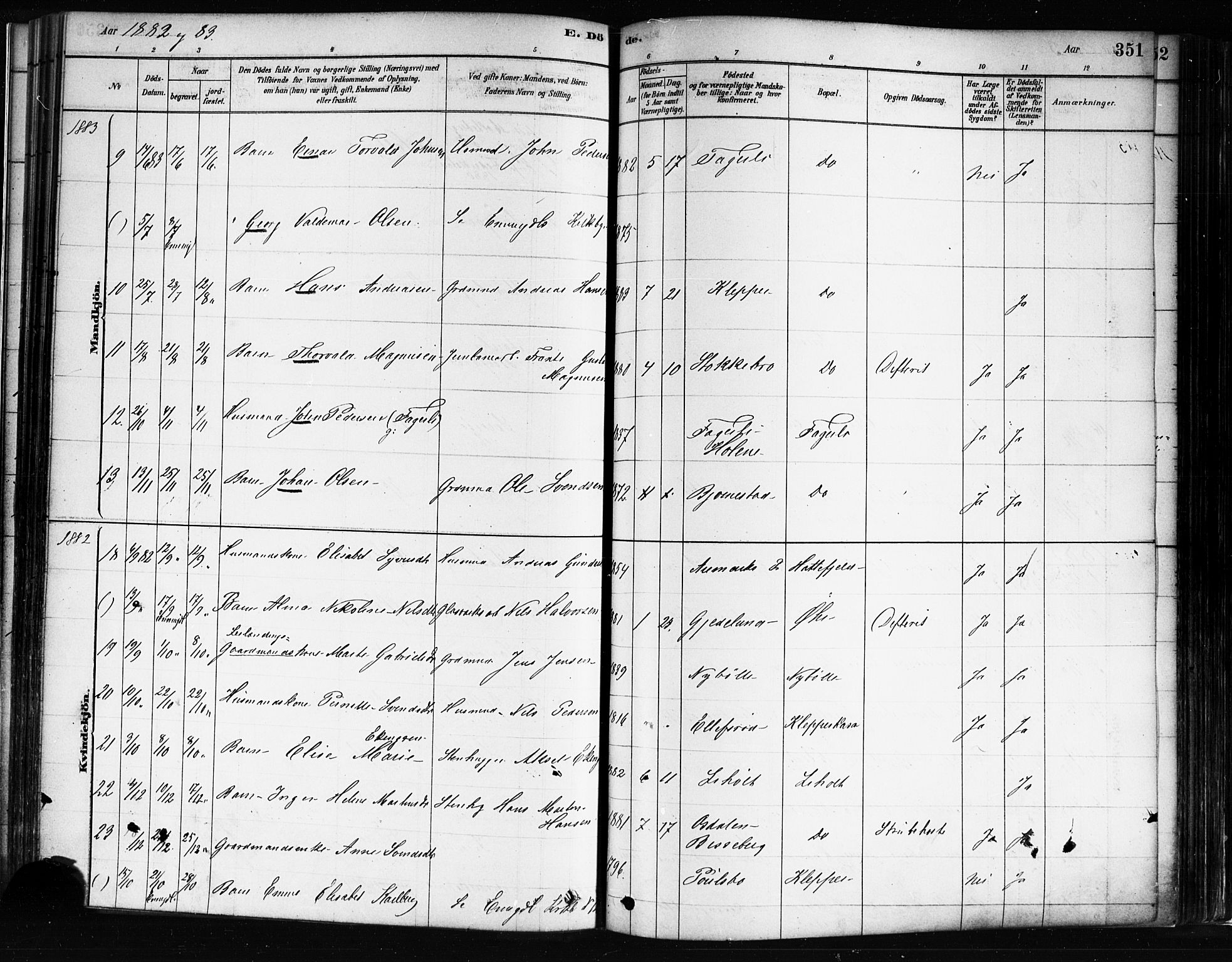 Idd prestekontor Kirkebøker, AV/SAO-A-10911/F/Fc/L0006b: Parish register (official) no. III 6B, 1878-1903, p. 351