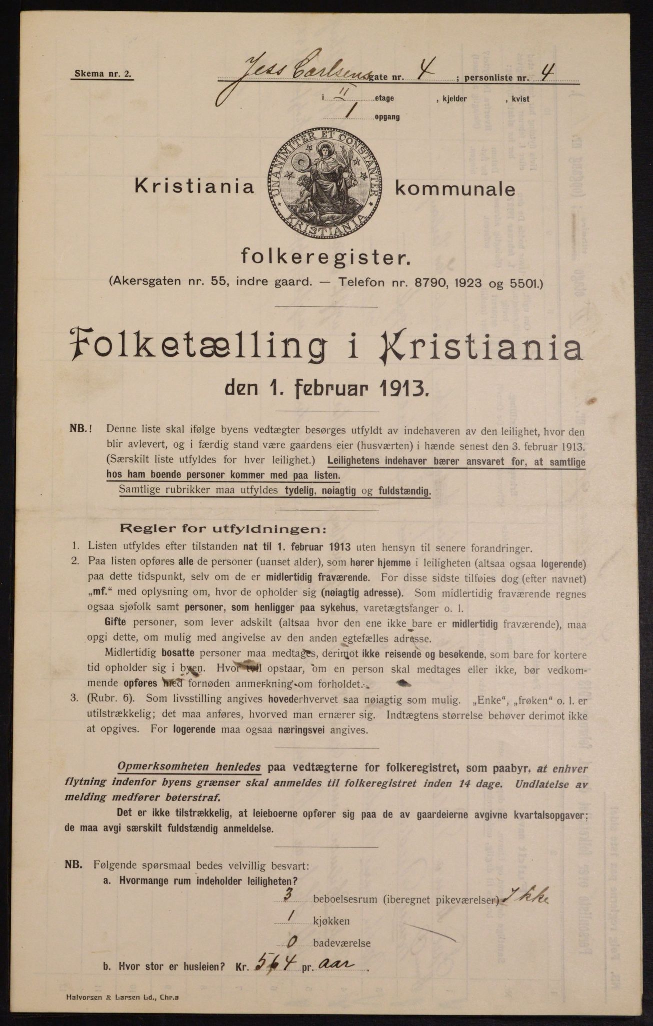 OBA, Municipal Census 1913 for Kristiania, 1913, p. 46762