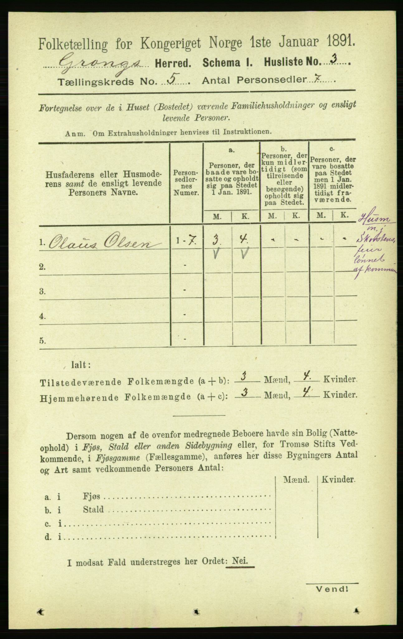 RA, 1891 census for 1742 Grong, 1891, p. 1806