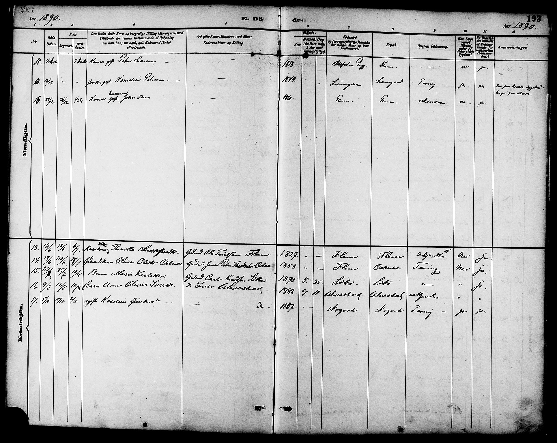 Ministerialprotokoller, klokkerbøker og fødselsregistre - Møre og Romsdal, AV/SAT-A-1454/536/L0501: Parish register (official) no. 536A10, 1884-1896, p. 193