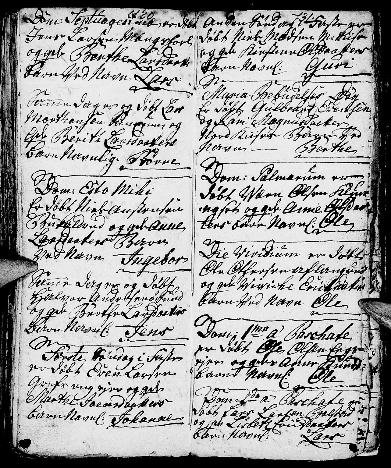 Nes prestekontor, Hedmark, AV/SAH-PREST-020/L/La/L0001: Parish register (copy) no. 1, 1663-1784, p. 730-731