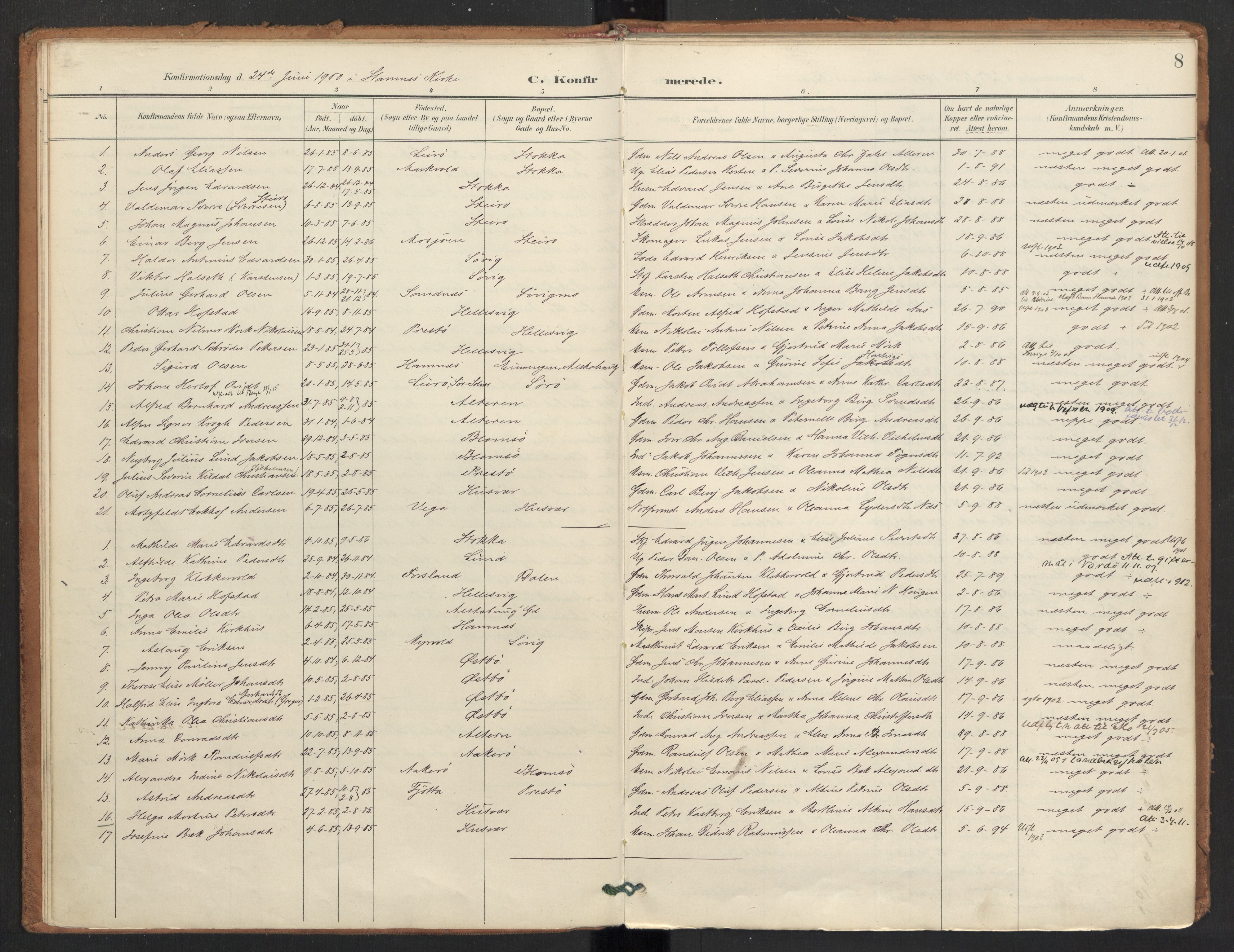 Ministerialprotokoller, klokkerbøker og fødselsregistre - Nordland, SAT/A-1459/830/L0454: Parish register (official) no. 830A18, 1897-1913, p. 8