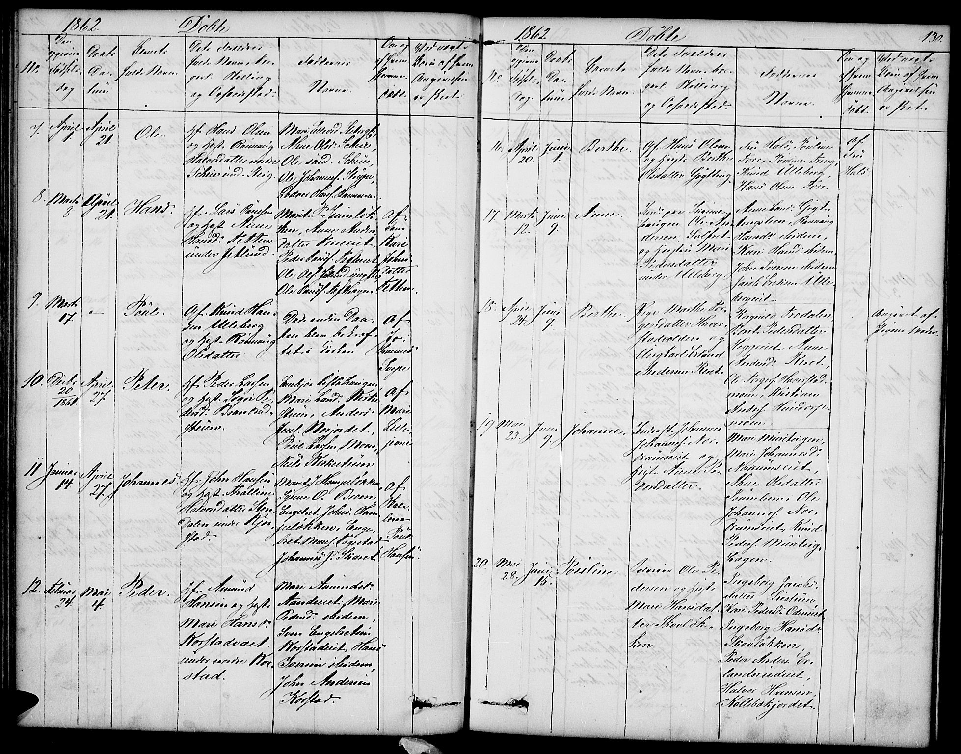 Sør-Fron prestekontor, SAH/PREST-010/H/Ha/Hab/L0001: Parish register (copy) no. 1, 1844-1863, p. 130