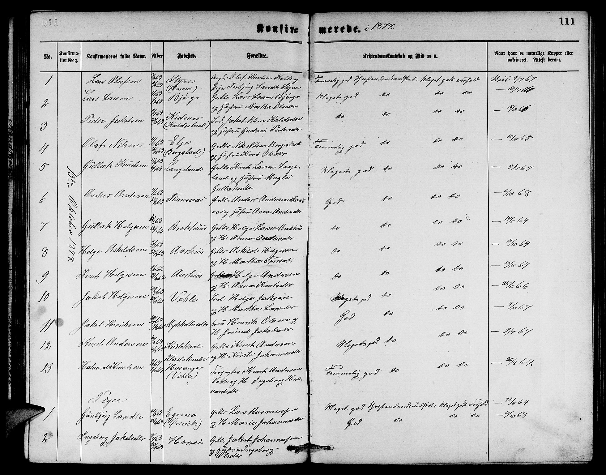 Evanger sokneprestembete, SAB/A-99924: Parish register (copy) no. A 3, 1875-1887, p. 111