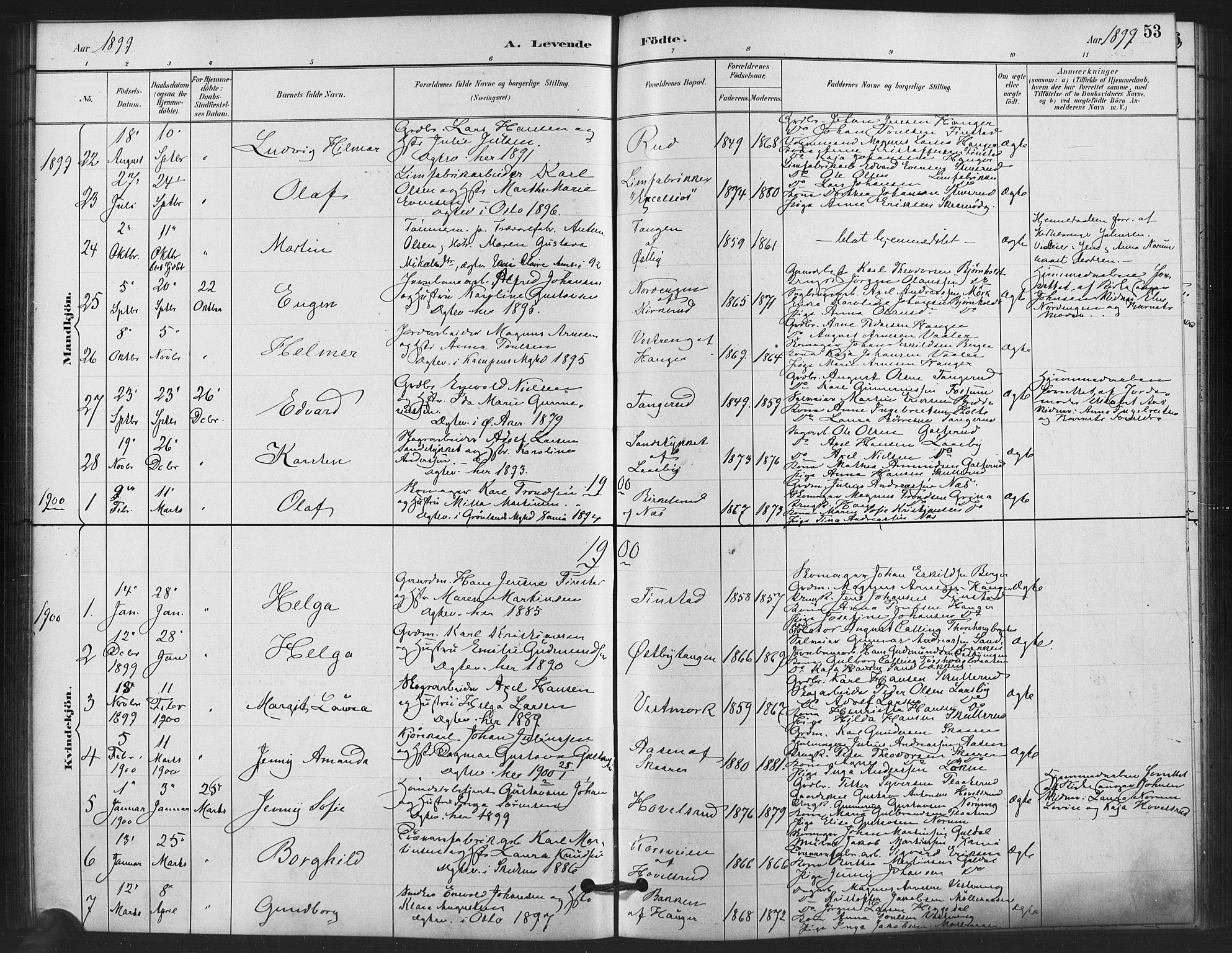 Skedsmo prestekontor Kirkebøker, AV/SAO-A-10033a/F/Fb/L0001: Parish register (official) no. II 1, 1883-1901, p. 53