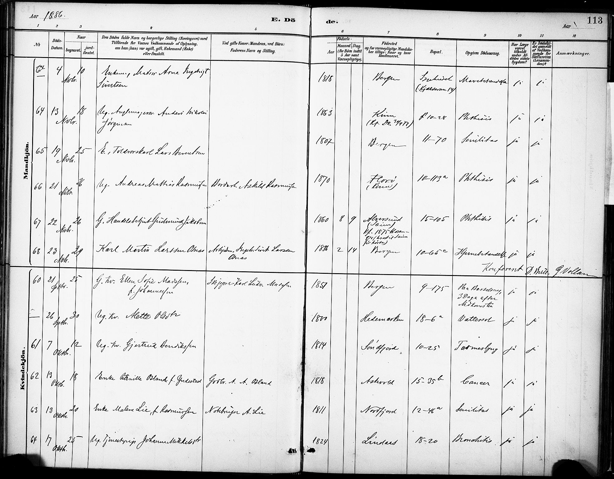 Domkirken sokneprestembete, AV/SAB-A-74801/H/Haa/L0043: Parish register (official) no. E 5, 1882-1904, p. 113