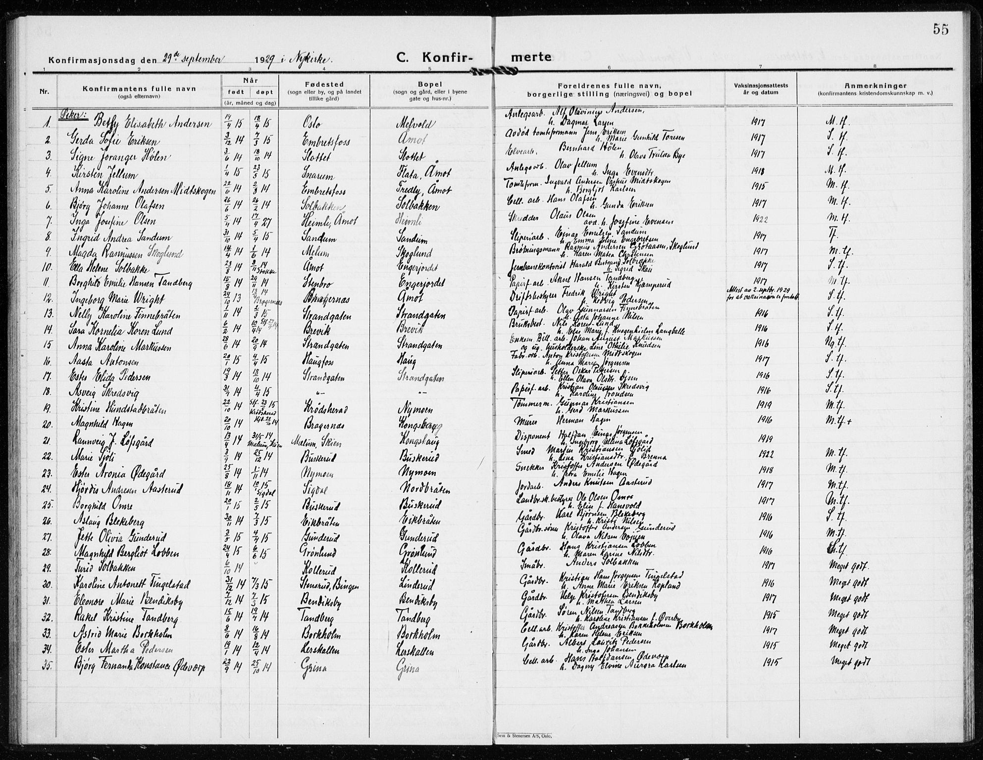 Modum kirkebøker, AV/SAKO-A-234/G/Gc/L0003: Parish register (copy) no. III 3, 1926-1934, p. 55