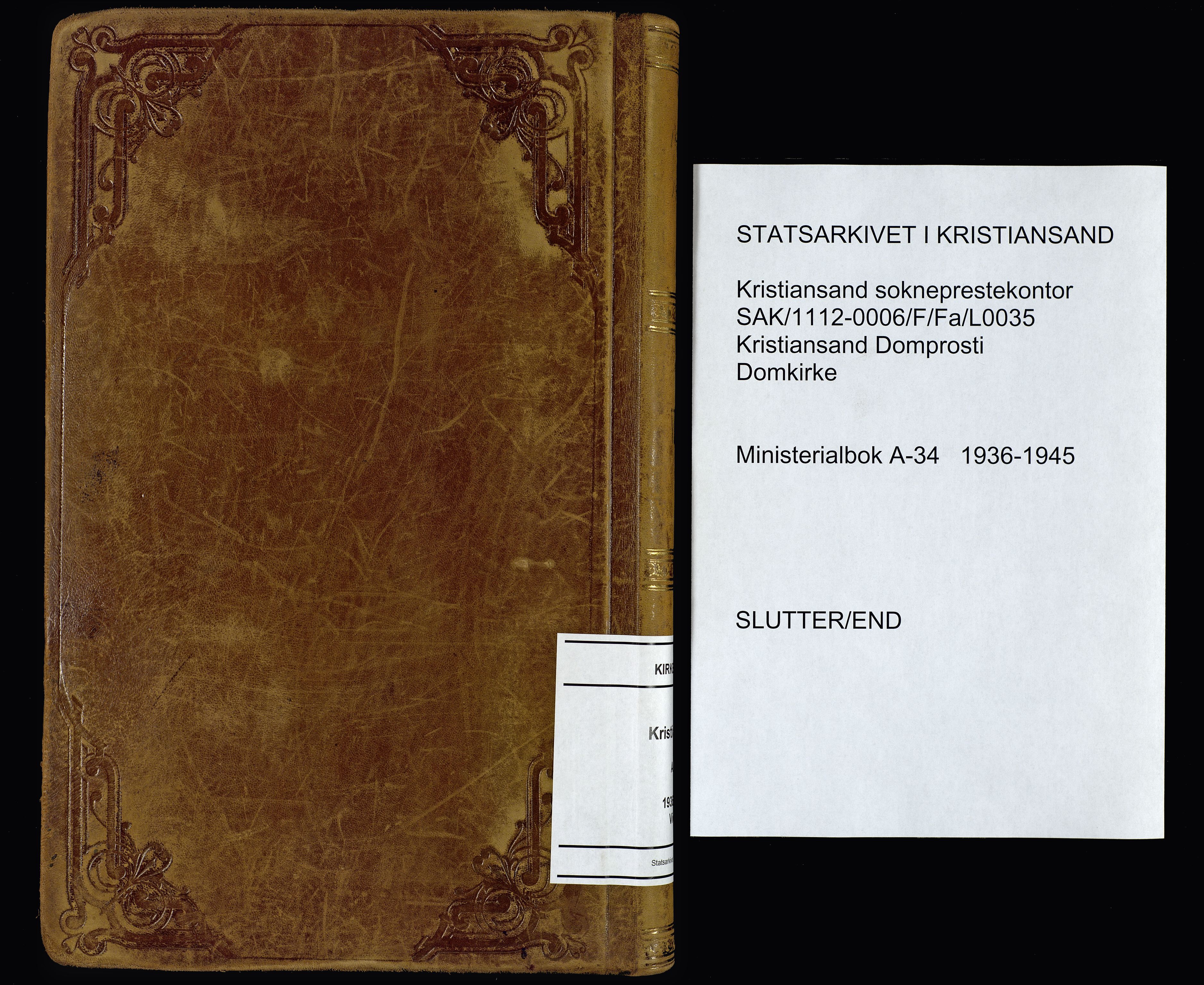 Kristiansand domprosti, AV/SAK-1112-0006/F/Fa/L0035: Parish register (official) no. A-34, 1936-1945