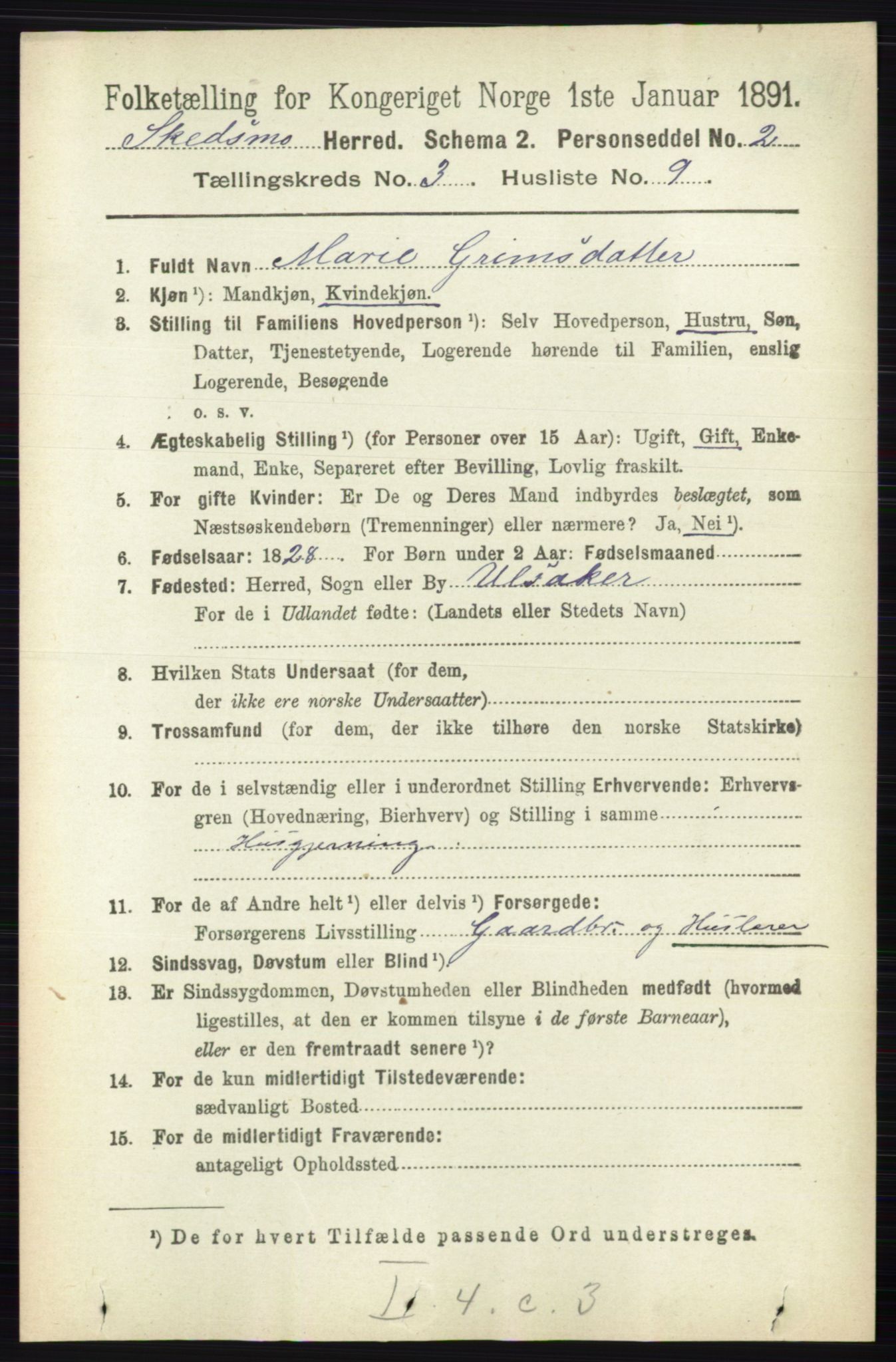 RA, 1891 census for 0231 Skedsmo, 1891, p. 1351