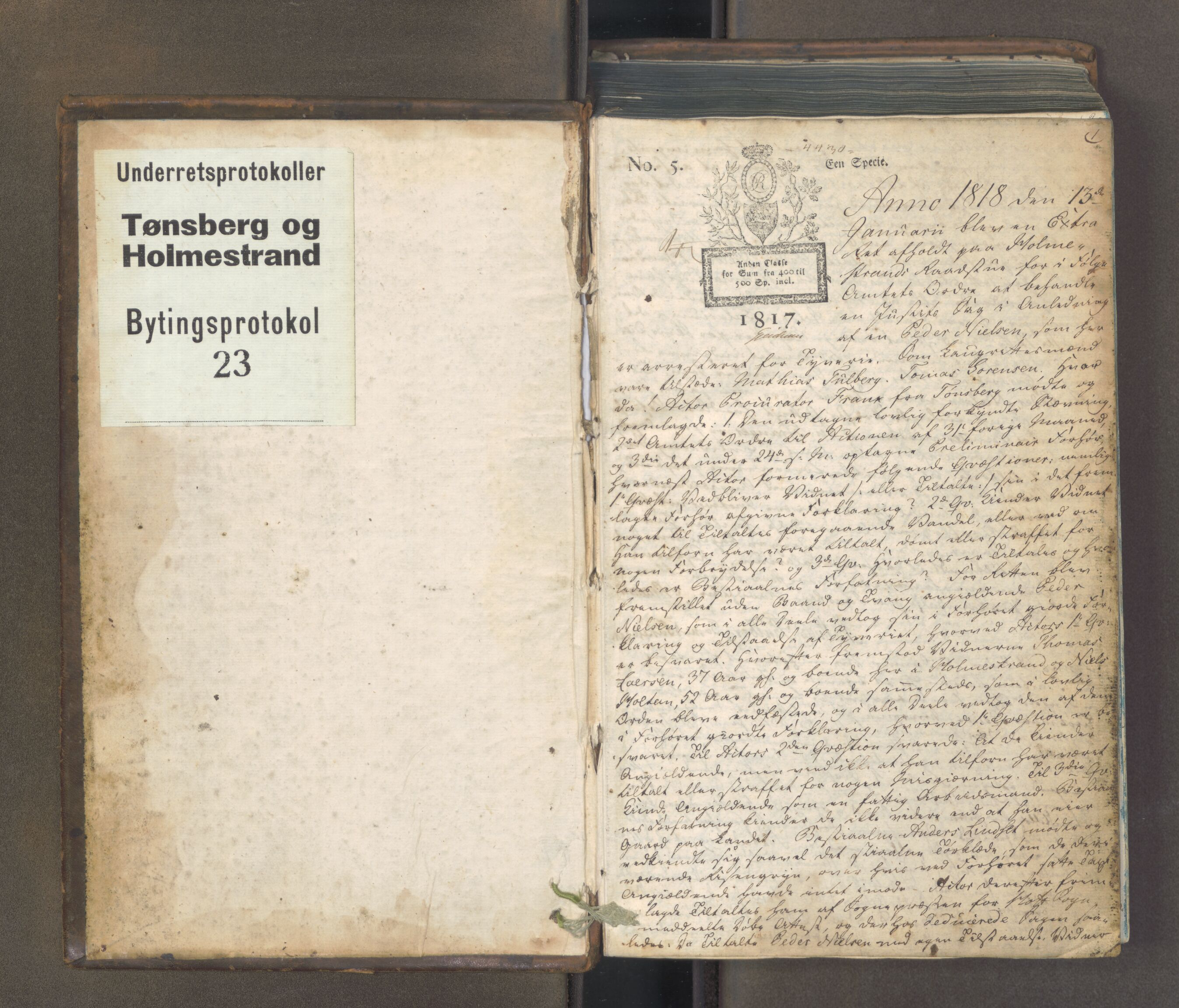 Tønsberg byfogd, AV/SAKO-A-224/F/Fa/L0023: Tingbok, 1818-1824, p. 1a