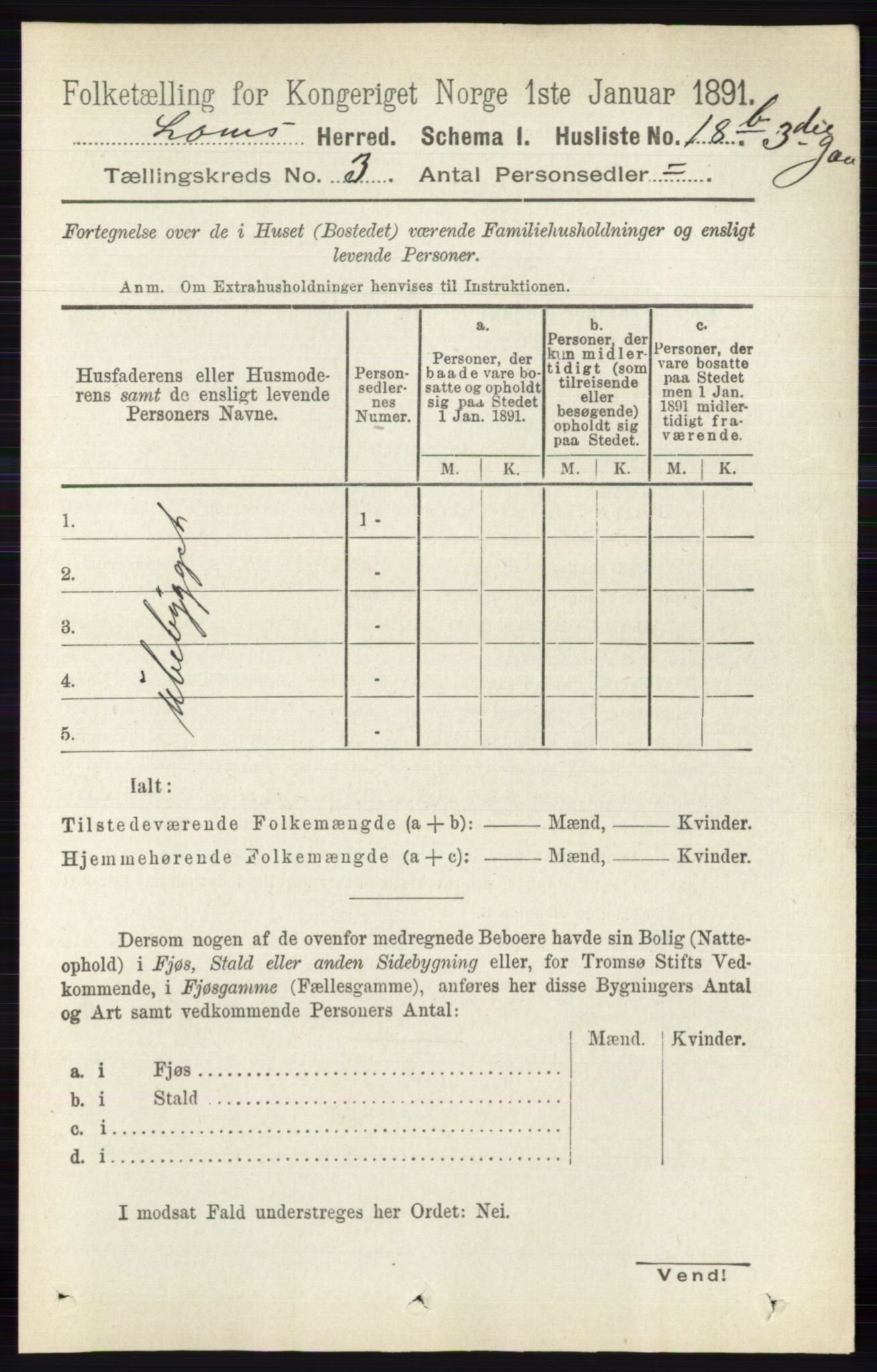 RA, 1891 census for 0514 Lom, 1891, p. 1242