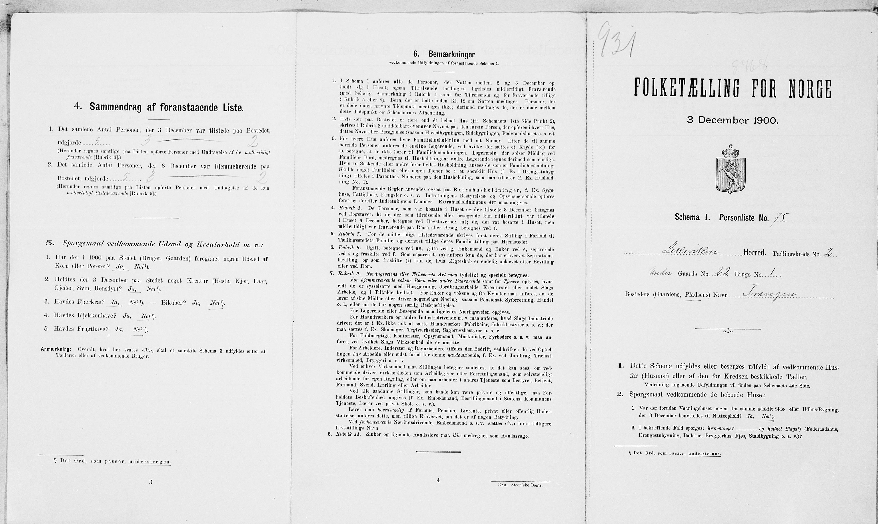 SAT, 1900 census for Leksvik, 1900, p. 34