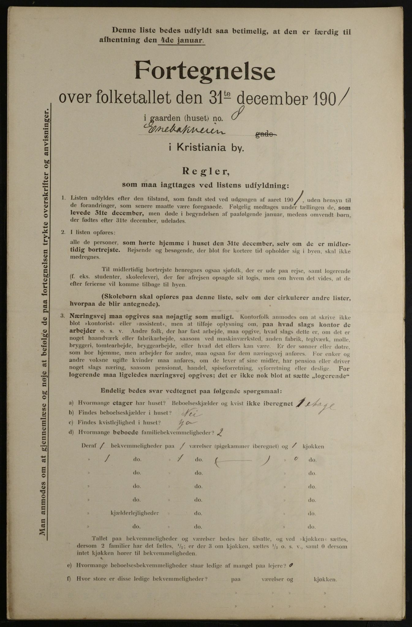 OBA, Municipal Census 1901 for Kristiania, 1901, p. 3342