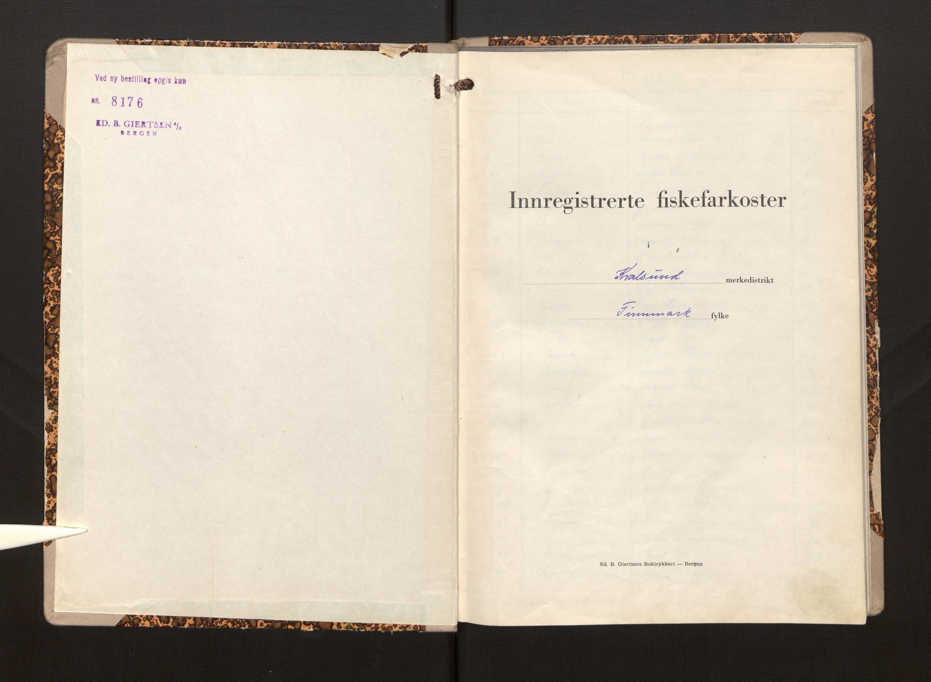 Fiskeridirektoratet - 1 Adm. ledelse - 13 Båtkontoret, AV/SAB-A-2003/I/Ia/Ia.a/L0025: 135.0109/3 Merkeprotokoll - Kvalsund, 1959-1963