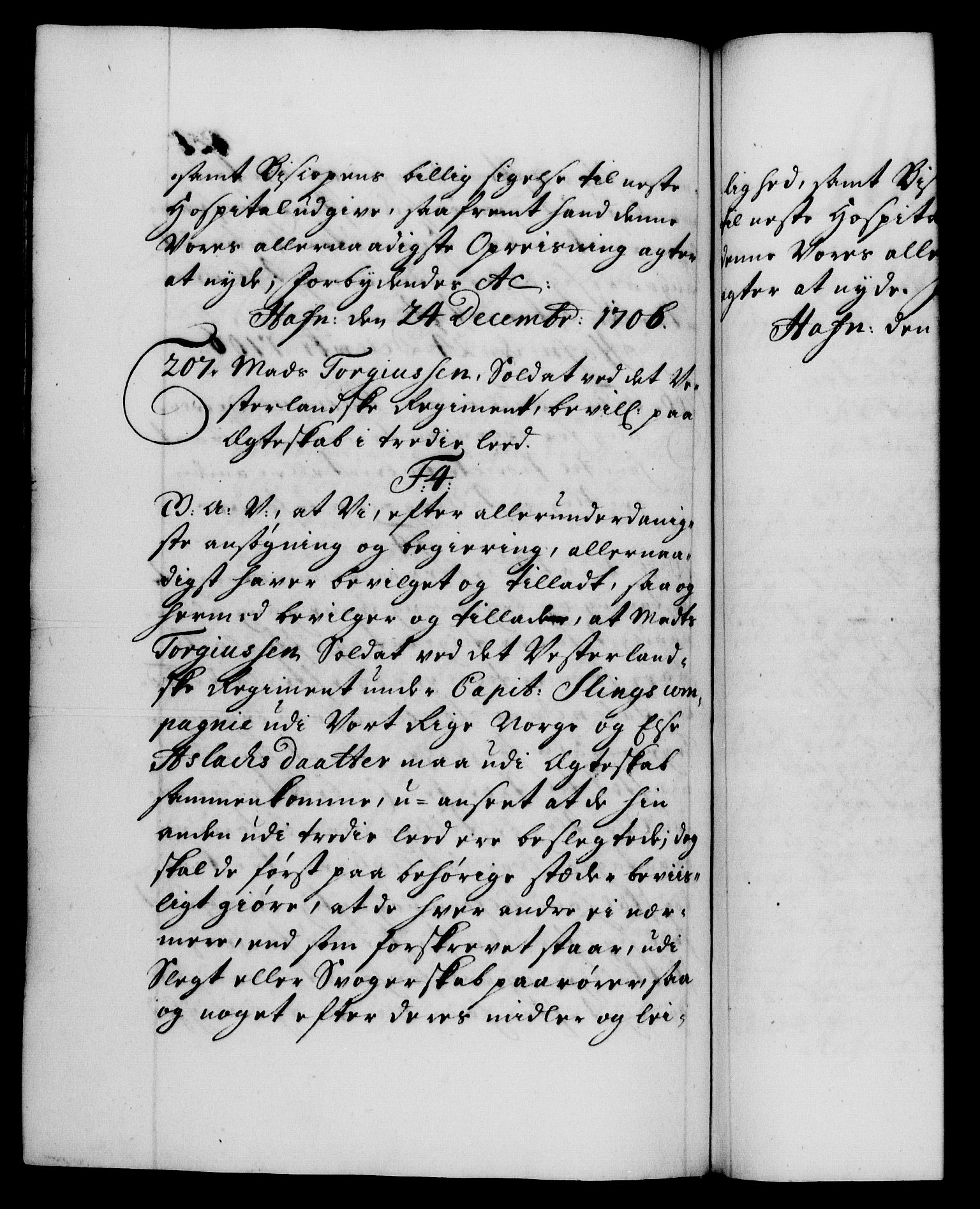 Danske Kanselli 1572-1799, AV/RA-EA-3023/F/Fc/Fca/Fcaa/L0019: Norske registre, 1704-1707, p. 434b