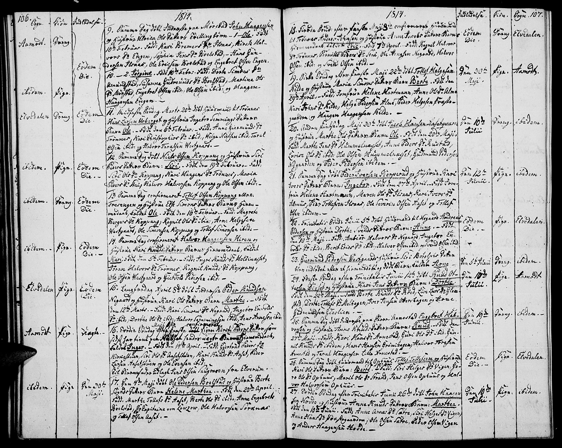 Åmot prestekontor, Hedmark, AV/SAH-PREST-056/H/Ha/Haa/L0004: Parish register (official) no. 4, 1811-1814, p. 106-107