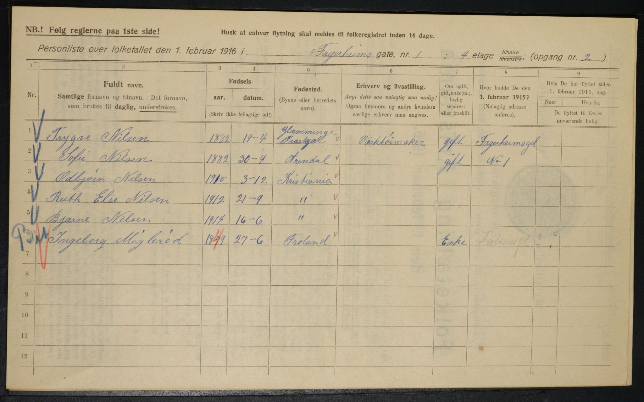 OBA, Municipal Census 1916 for Kristiania, 1916, p. 23451