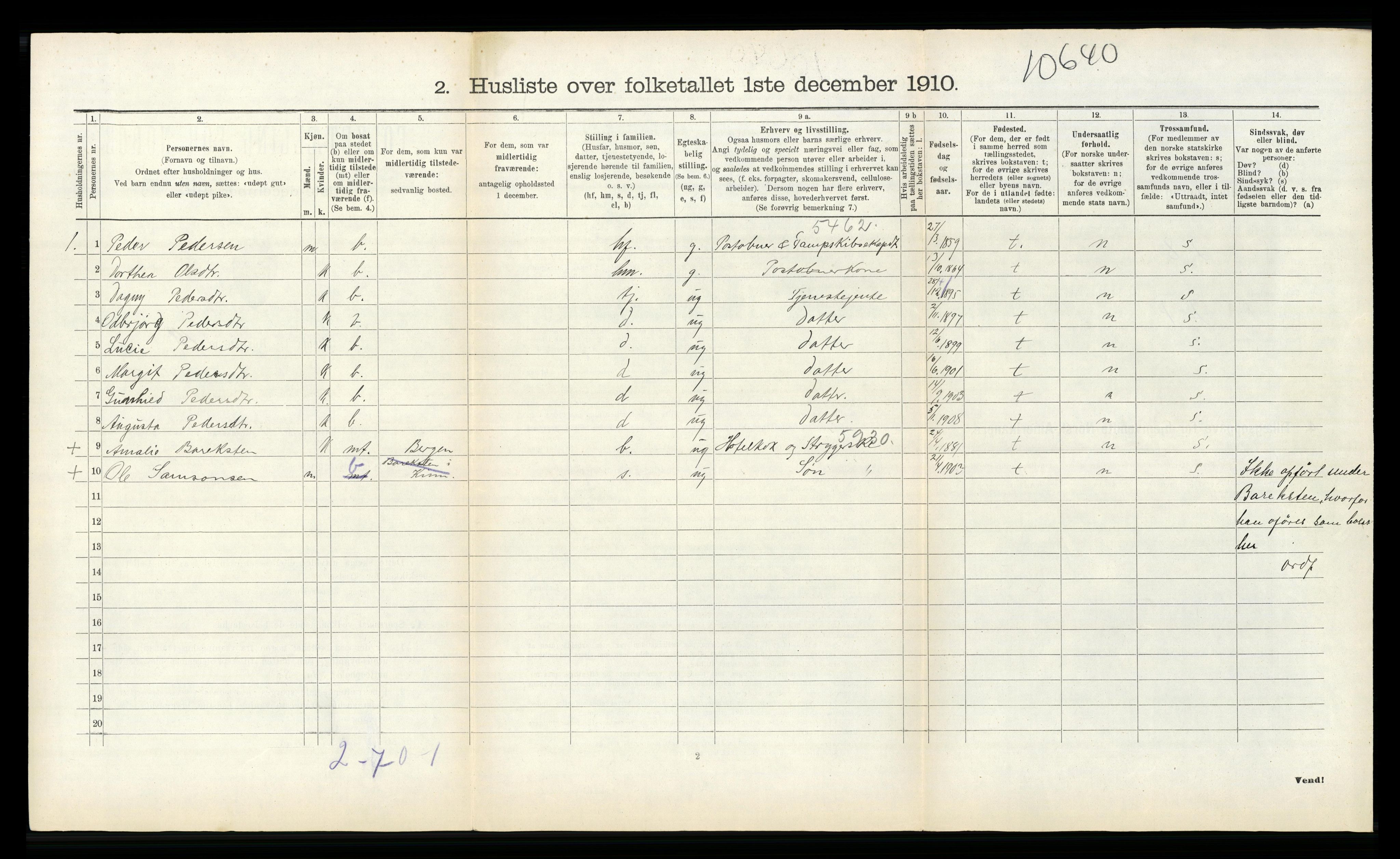 RA, 1910 census for Kinn, 1910, p. 795