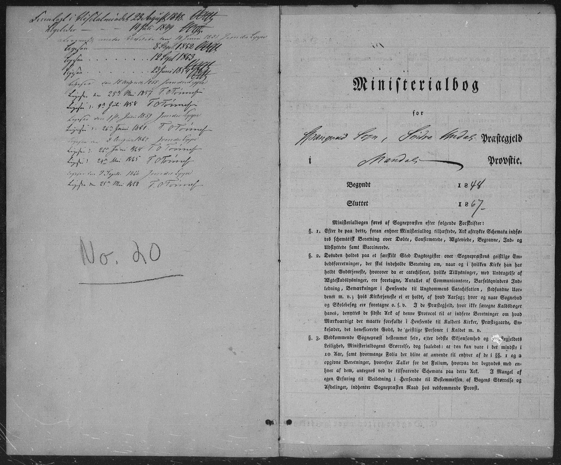 Sør-Audnedal sokneprestkontor, SAK/1111-0039/F/Fa/Faa/L0002: Parish register (official) no. A 2, 1848-1867