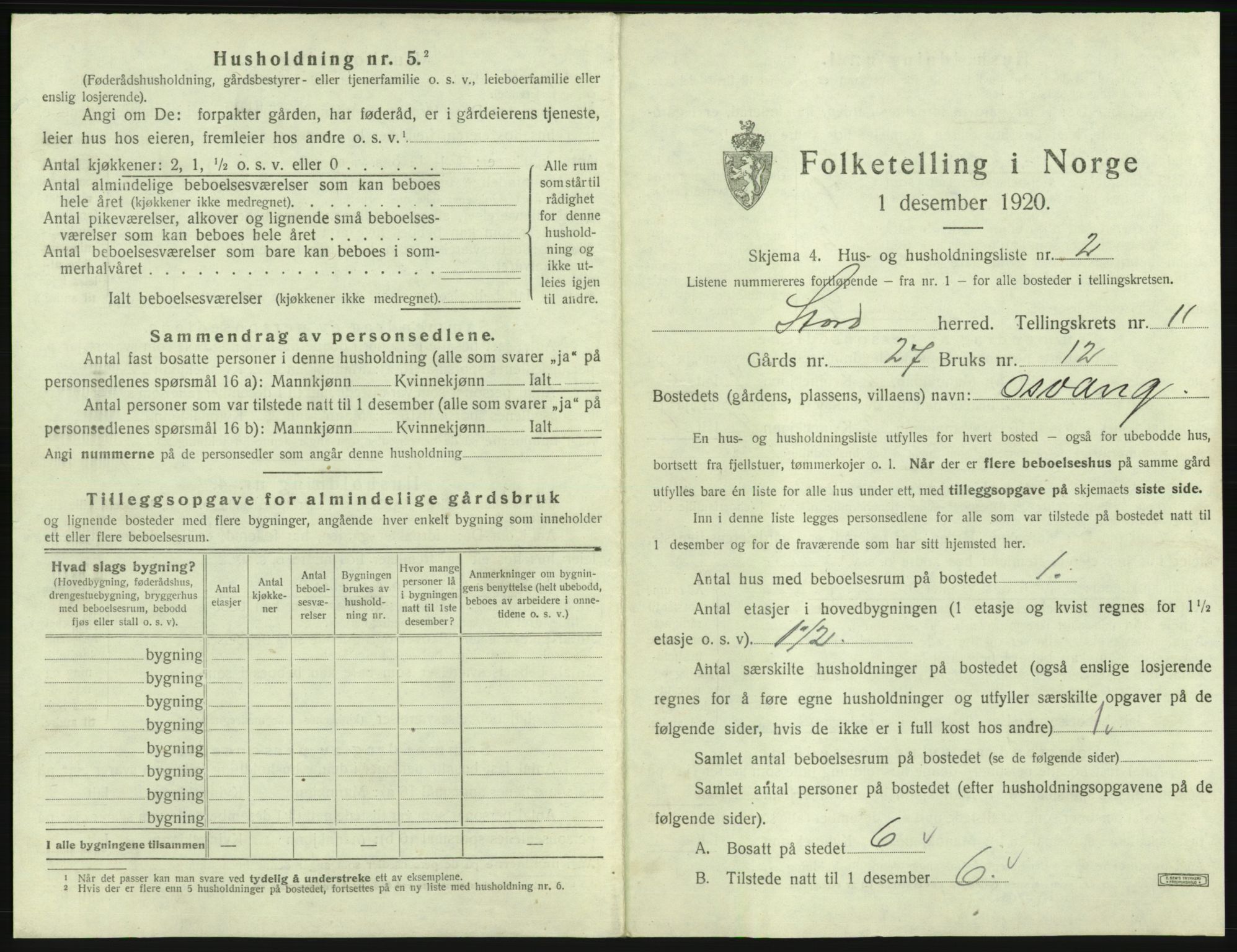 SAB, 1920 census for Stord, 1920, p. 763