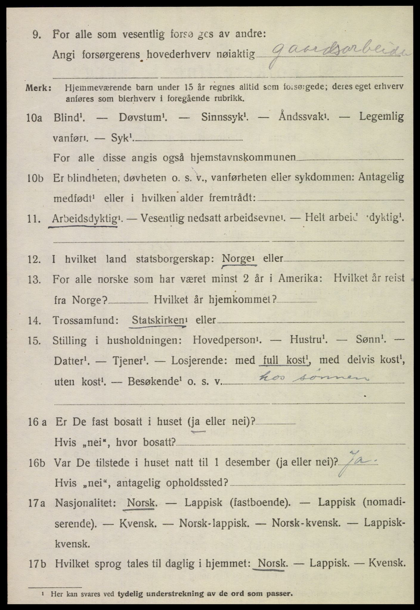 SAT, 1920 census for Ogndal, 1920, p. 1954