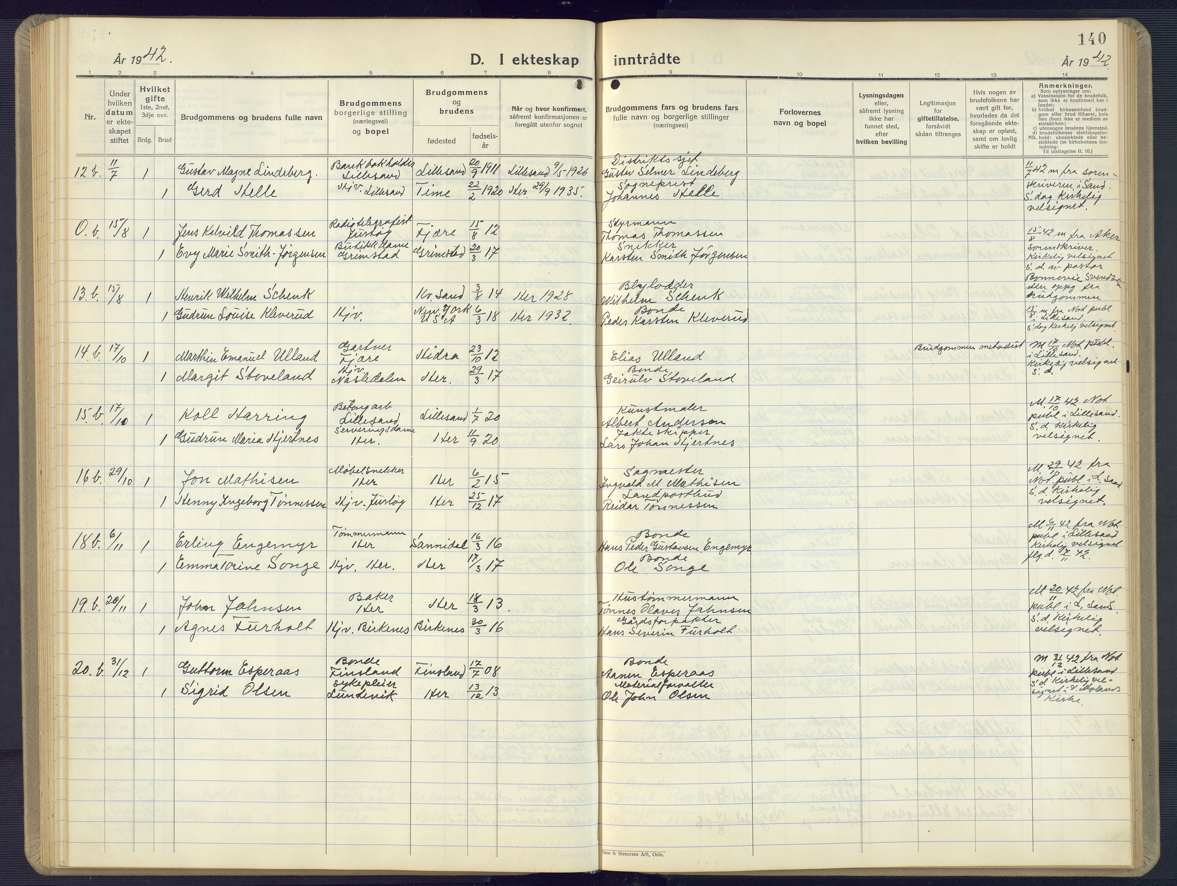 Vestre Moland sokneprestkontor, AV/SAK-1111-0046/F/Fb/Fbb/L0008: Parish register (copy) no. B 8, 1930-1966, p. 140