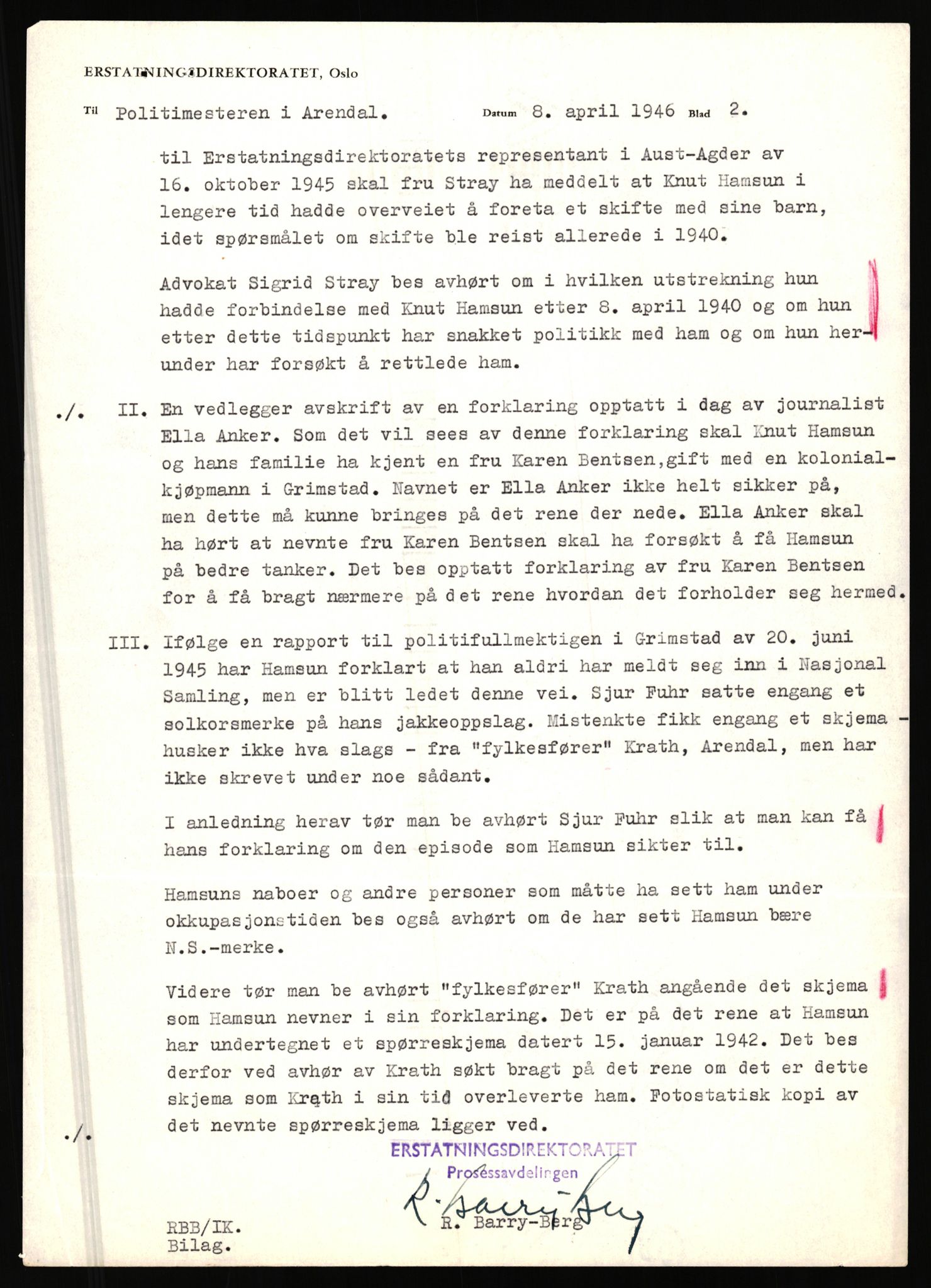 Landssvikarkivet, Arendal politikammer, AV/RA-S-3138-25/D/Dc, 1945-1951, p. 377